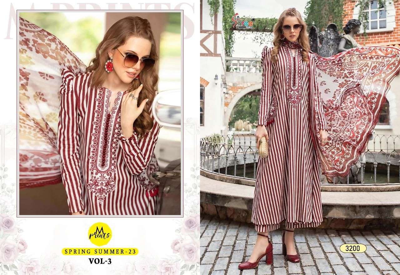 Mprints Spring Summer-23 Vol-3 By Shree Fabs 3193 To 3200 Series Beautiful Pakistani Suits Colorful Stylish Fancy Casual Wear & Ethnic Wear Pure Cotton Print With Embroidered Dresses At Wholesale Price