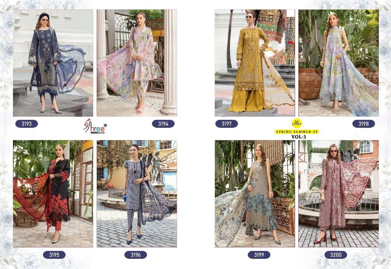 Mprints Spring Summer-23 Vol-3 By Shree Fabs 3193 To 3200 Series Beautiful Pakistani Suits Colorful Stylish Fancy Casual Wear & Ethnic Wear Pure Cotton Print With Embroidered Dresses At Wholesale Price