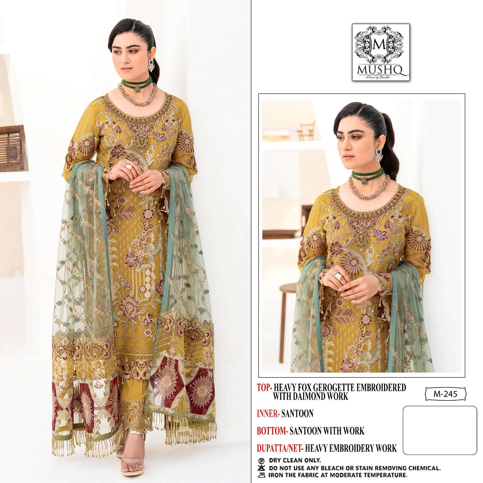 Mushq 245 Series By Mushq 245 To 248 Series Designer Festive Pakistani Suits Collection Beautiful Stylish Fancy Colorful Party Wear & Occasional Wear Faux Georgette With Embroidered Dresses At Wholesale Price