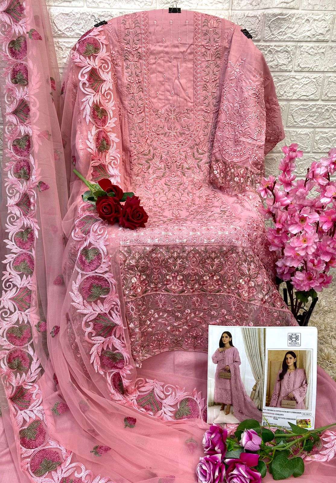 Mushq Hit Design 230 Colours By Mushq 230-A To 230-D Series Designer Festive Pakistani Suits Collection Beautiful Stylish Fancy Colorful Party Wear & Occasional Wear Pure Cotton With Embroidered Dresses At Wholesale Price