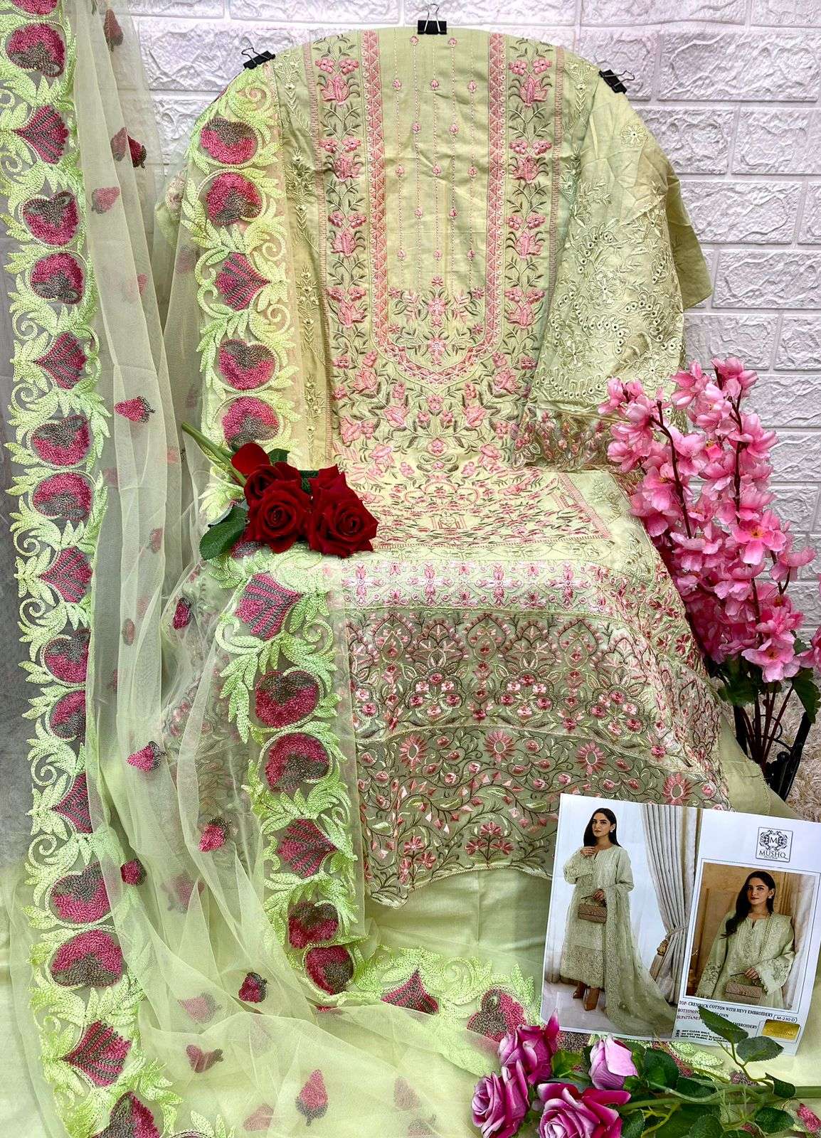 Mushq Hit Design 230 Colours By Mushq 230-A To 230-D Series Designer Festive Pakistani Suits Collection Beautiful Stylish Fancy Colorful Party Wear & Occasional Wear Pure Cotton With Embroidered Dresses At Wholesale Price