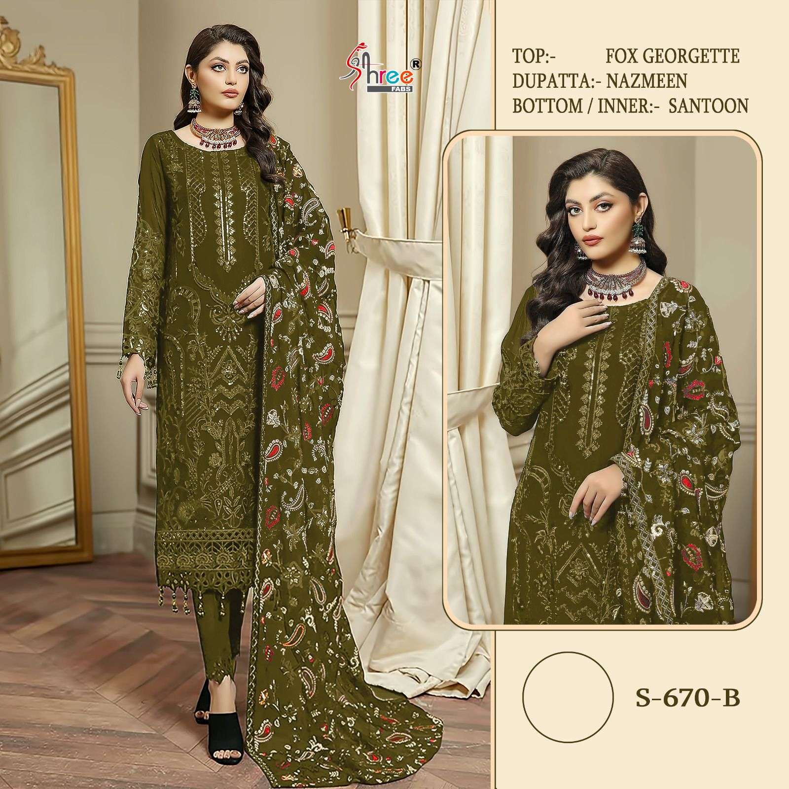 Shree Fabs Hit Design S-670 Colours By Shree Fabs S-670-A To S-670-D Series Beautiful Pakistani Suits Stylish Fancy Colorful Casual Wear & Ethnic Wear Faux Georgette Embroidery Dresses At Wholesale Price