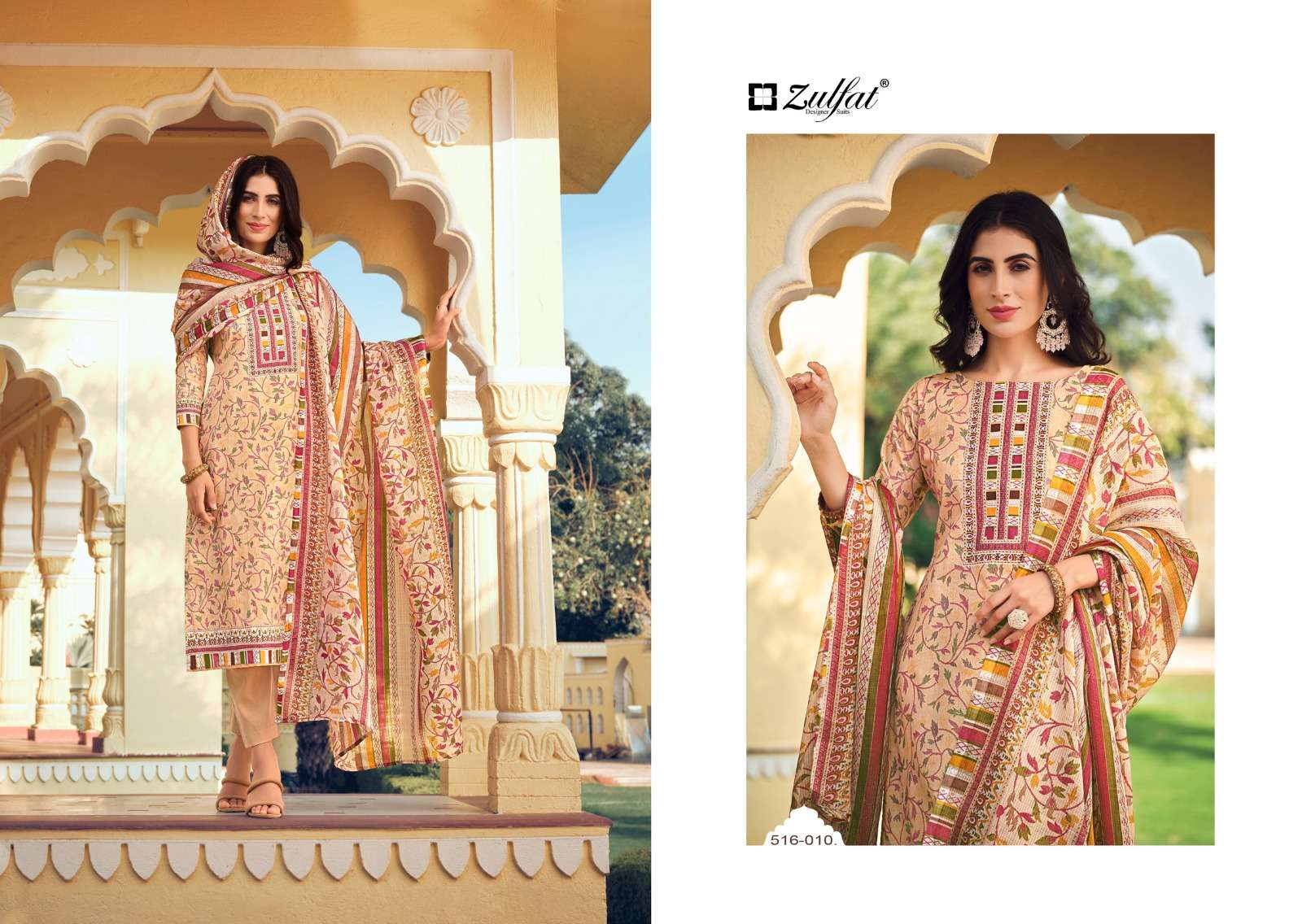 Meera By Zulfat 516-001 To 516-010 Series Beautiful Stylish Festive Suits Fancy Colorful Casual Wear & Ethnic Wear & Ready To Wear Pure Cotton With Embroidery Dresses At Wholesale Price