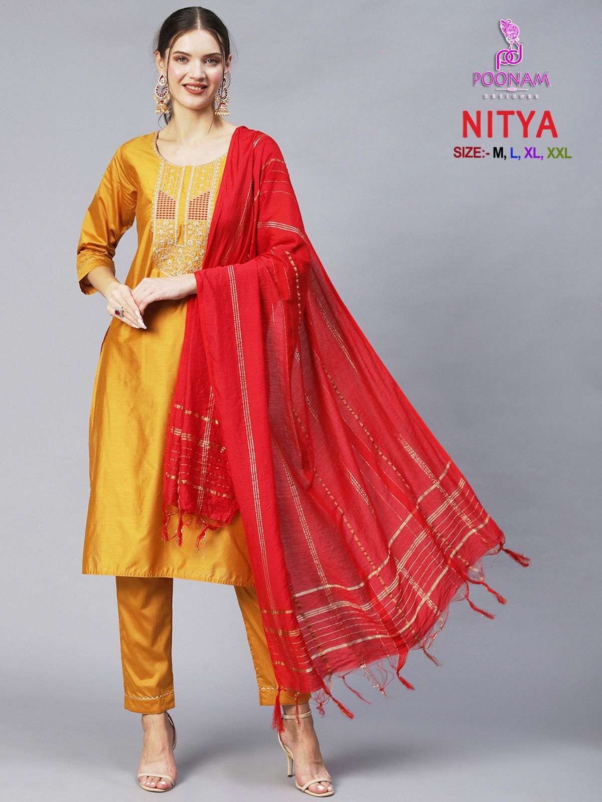 Nitya By Poonam Designer 1001 To 1004 Series Beautiful Stylish Festive Suits Fancy Colorful Casual Wear & Ethnic Wear & Ready To Wear Pure Cotton With Embroidery Dresses At Wholesale Price