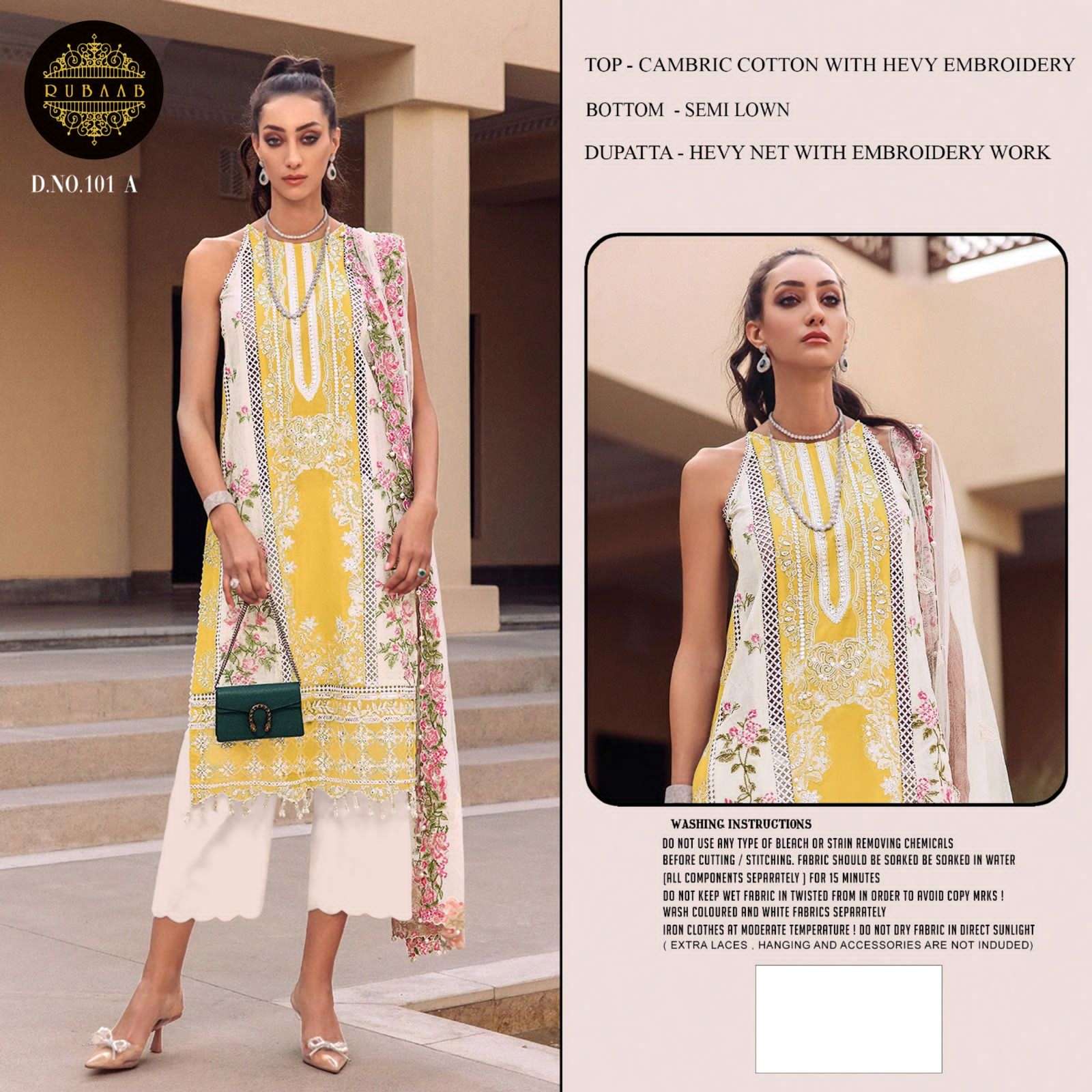 Rubaab 101 Colours By Fashid Wholesale 101-A To 101-D Series Beautiful Stylish Pakistani Suits Fancy Colorful Casual Wear & Ethnic Wear & Ready To Wear Pure Cambric Cotton With Embroidery Dresses At Wholesale Price