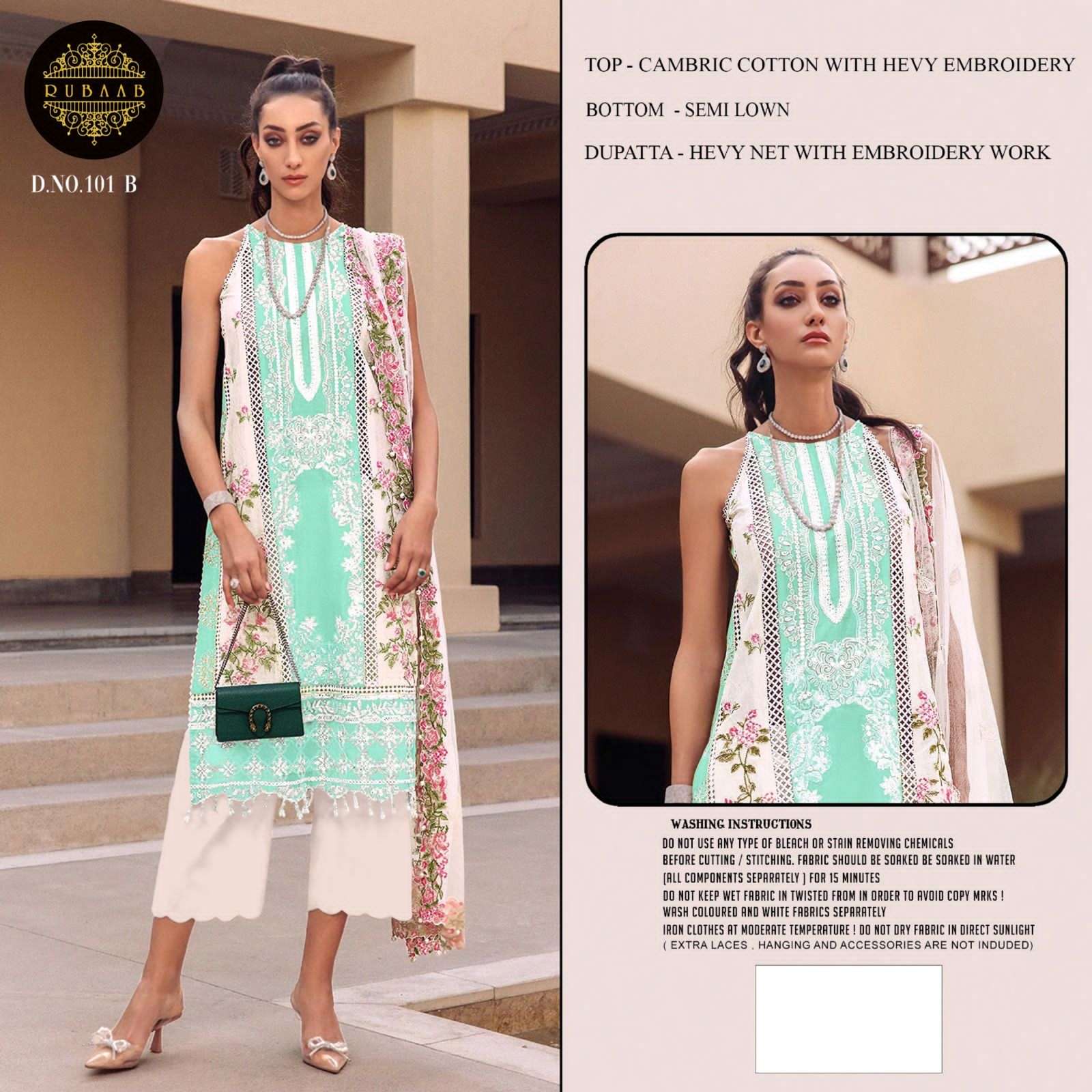 Rubaab 101 Colours By Fashid Wholesale 101-A To 101-D Series Beautiful Stylish Pakistani Suits Fancy Colorful Casual Wear & Ethnic Wear & Ready To Wear Pure Cambric Cotton With Embroidery Dresses At Wholesale Price