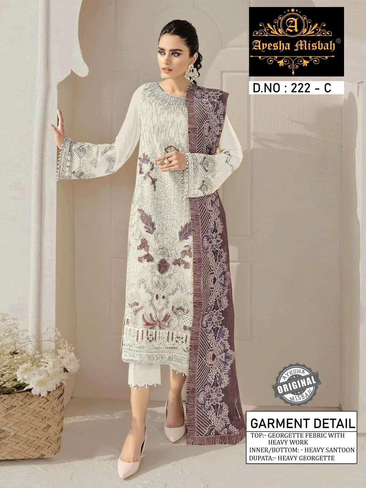 Ayesha Misbah 222 Colours By Fashid Wholesale 222-A To 222-F Series Beautiful Winter Collection Pakistani Suits Stylish Fancy Colorful Casual Wear & Ethnic Wear Heavy Georgette Embroidery Dresses At Wholesale Price