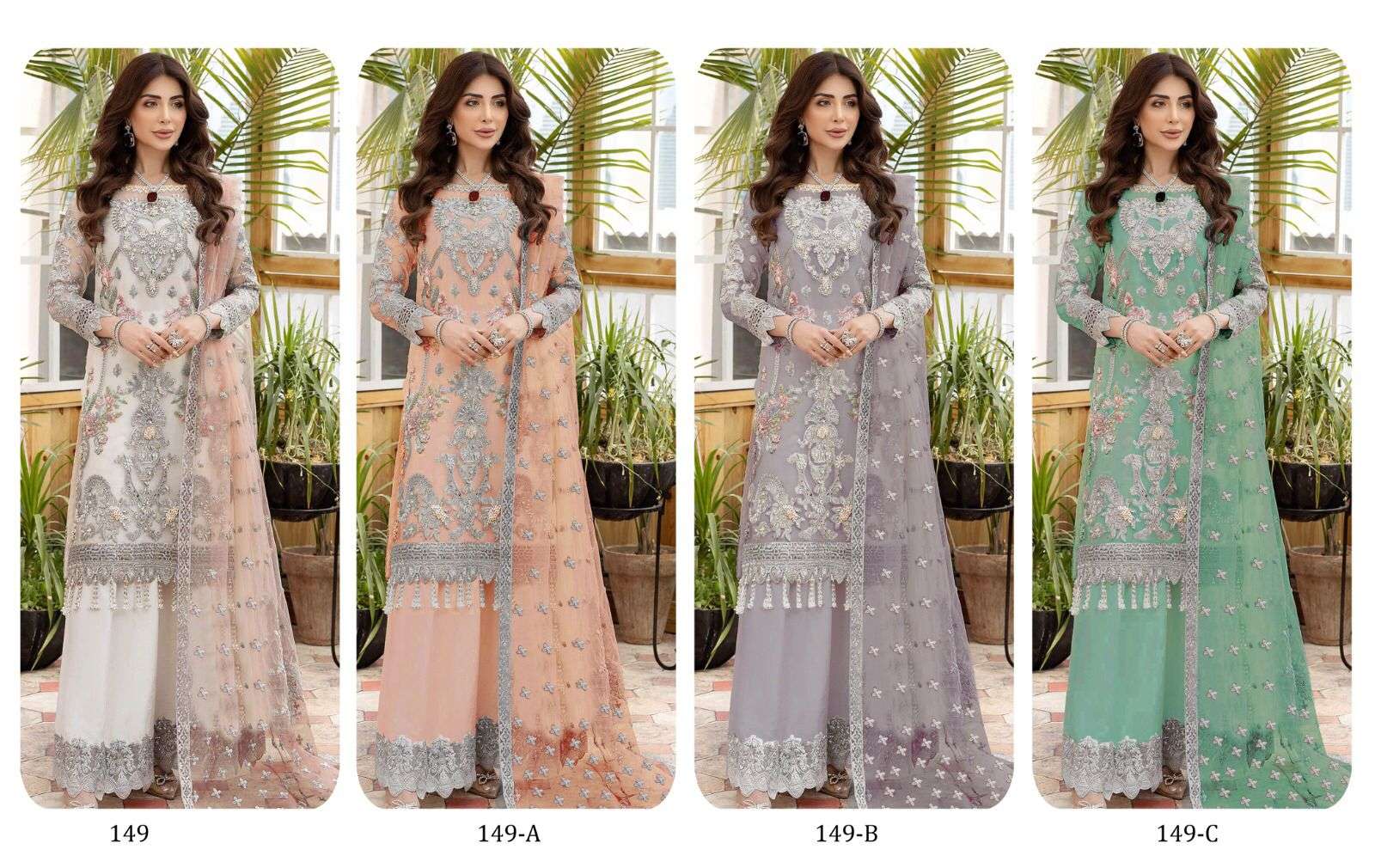 KF-149 Colours By Fashid Wholesale 149 TO 149-C Series Beautiful Festive Suits Colorful Stylish Fancy Casual Wear & Ethnic Wear Heavy Net Dresses At Wholesale Price