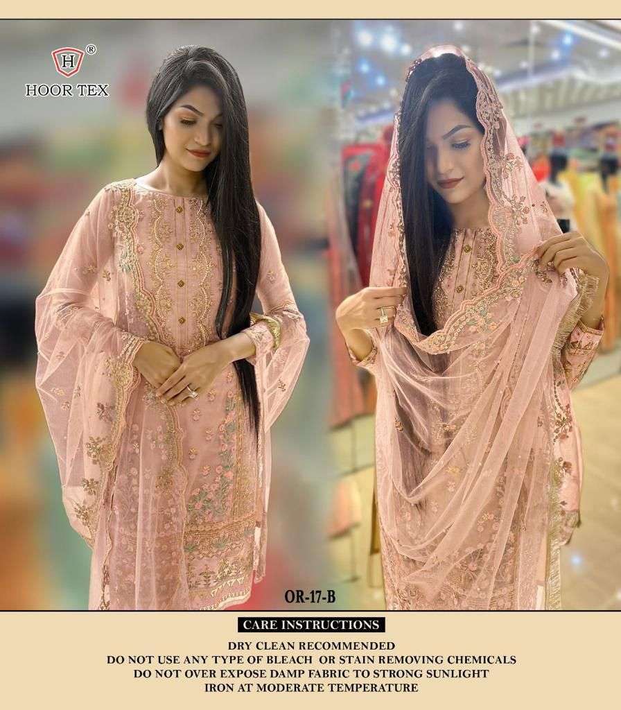 Hoor Tex Hit Design OR-17 Colours By Hoor Tex OR-17-A To OR-17-C Series Beautiful Pakistani Suits Stylish Colorful Fancy Casual Wear & Ethnic Wear Heavy Organza Embroidered Dresses At Wholesale Price