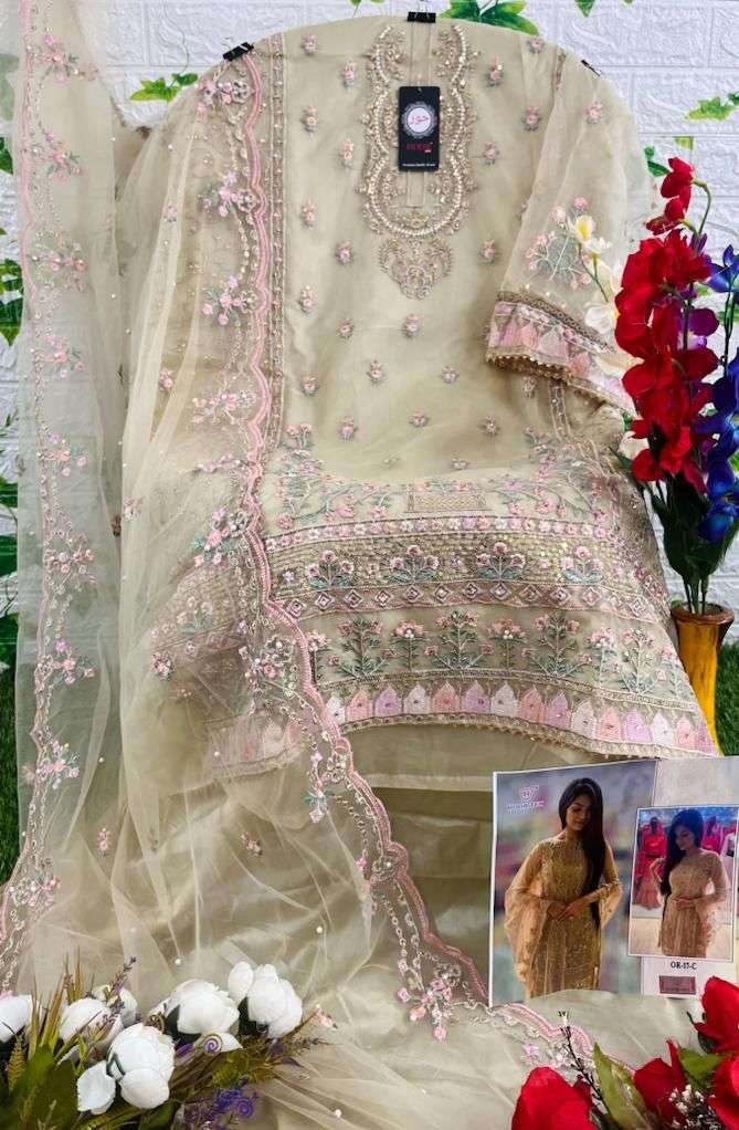 Hoor Tex Hit Design OR-17 Colours By Hoor Tex OR-17-A To OR-17-C Series Beautiful Pakistani Suits Stylish Colorful Fancy Casual Wear & Ethnic Wear Heavy Organza Embroidered Dresses At Wholesale Price