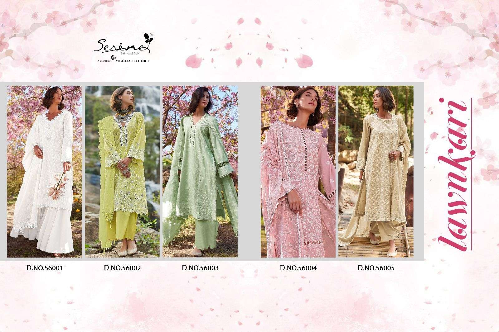 Lawnkari By Serene 65001 To 65005 Series Designer Pakistani Suits Beautiful Fancy Colorful Stylish Party Wear & Occasional Wear Lawn Cotton Embroidered Dresses At Wholesale Price