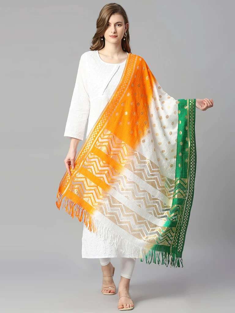 Tri Colour By Kaamiri Designer Beautiful Stylish Fancy Colorful Party Wear & Ethnic Wear Net Dupatta At Wholesale Price