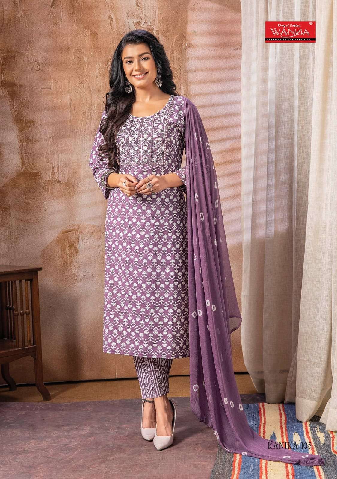 Kanika By Wanna 101 To 107 Series Beautiful Winter Collection Suits Stylish Fancy Colorful Casual Wear & Ethnic Wear Pure Cambric Cotton Dresses At Wholesale Price