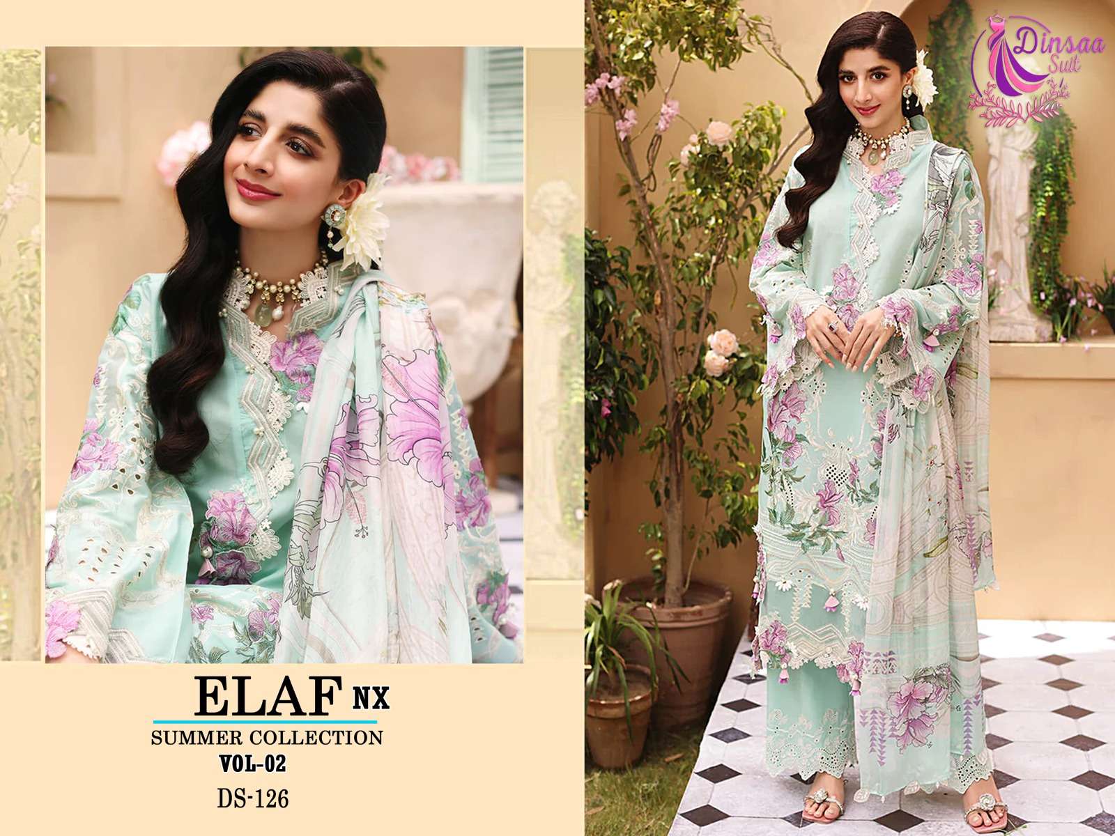 Elaf Summer Collection Vol-2 Nx By Dinsaa Suits Beautiful Stylish Pakistani Suits Fancy Colorful Casual Wear & Ethnic Wear & Ready To Wear Pure Cotton Print With Embroidery Dresses At Wholesale Price