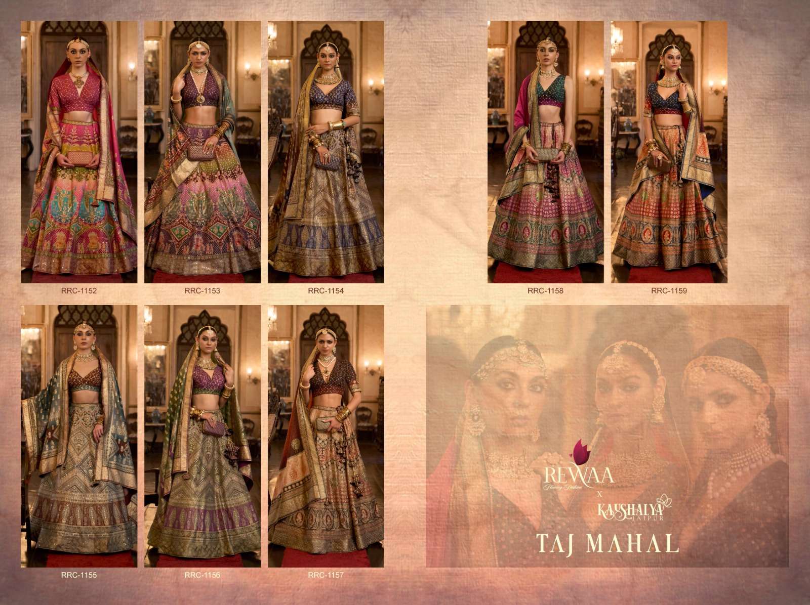 Taj Mahal By Rewaa 1152 To 1159 Series Designer Beautiful Bridal Collection Occasional Wear & Party Wear Silk Lehengas At Wholesale Price