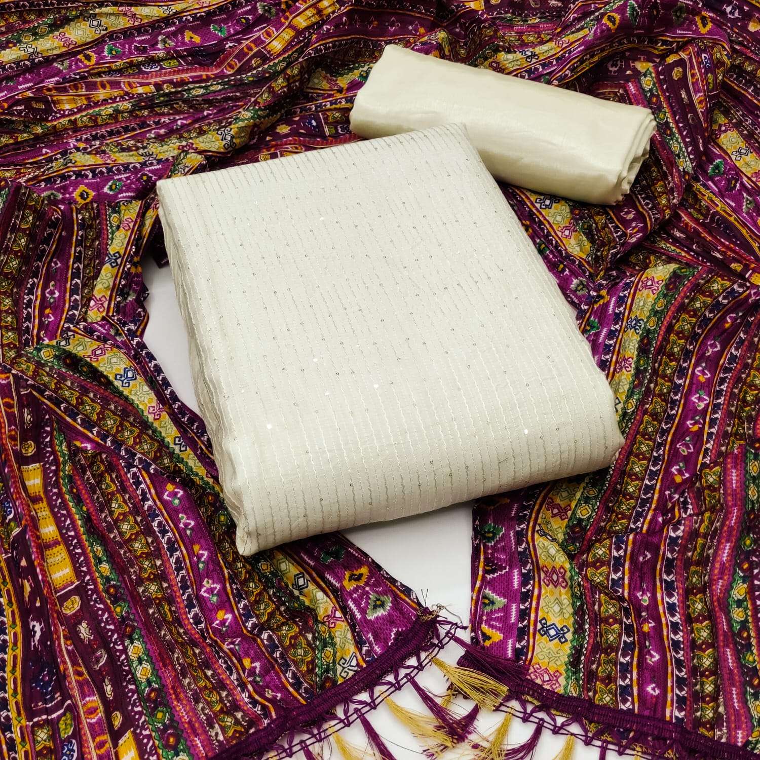 Exclusive Dress Material Vol-1033 By Fashid Wholesale 01 To 04 Series Beautiful Suits Colorful Stylish Fancy Casual Wear & Ethnic Wear Chanderi With Work Dresses At Wholesale Price