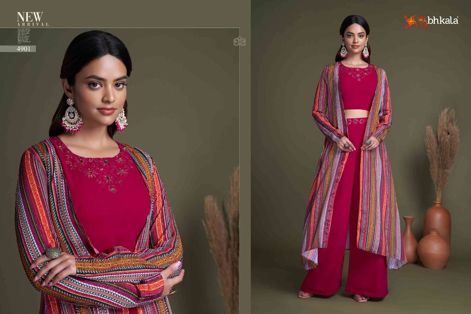 Flory Vol-34 By Shubhkala 4901 To 4907 Series Beautiful Stylish Fancy Colorful Casual Wear & Ethnic Wear Georgette/Chinnon Tops With Bottom At Wholesale Price