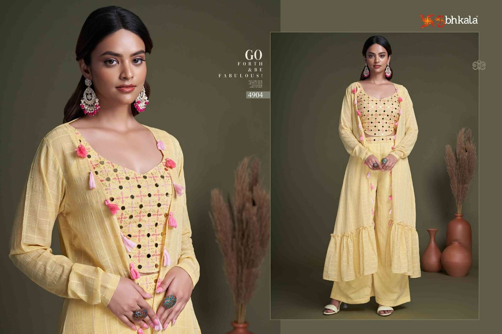 Flory Vol-34 By Shubhkala 4901 To 4907 Series Beautiful Stylish Fancy Colorful Casual Wear & Ethnic Wear Georgette/Chinnon Tops With Bottom At Wholesale Price