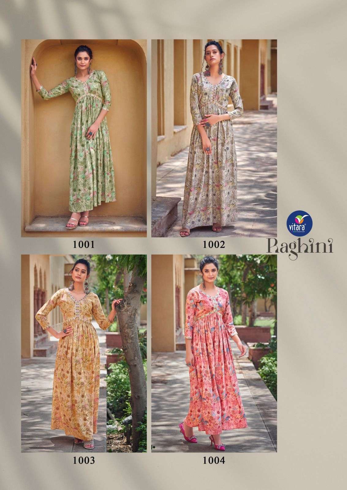 Raghini By Vitara 1001 To 1004 Series Designer Stylish Fancy Colorful Beautiful Party Wear & Ethnic Wear Collection Rayon Print Gown At Wholesale Price