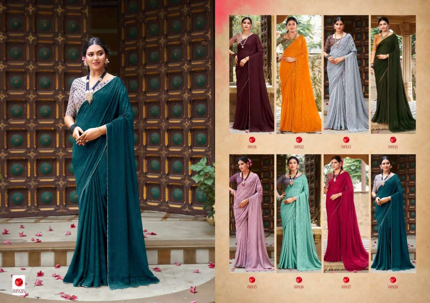 Tara By Right Women 81921 To 81928 Series Indian Traditional Wear Collection Beautiful Stylish Fancy Colorful Party Wear & Occasional Wear Pure Georgette Sarees At Wholesale Price