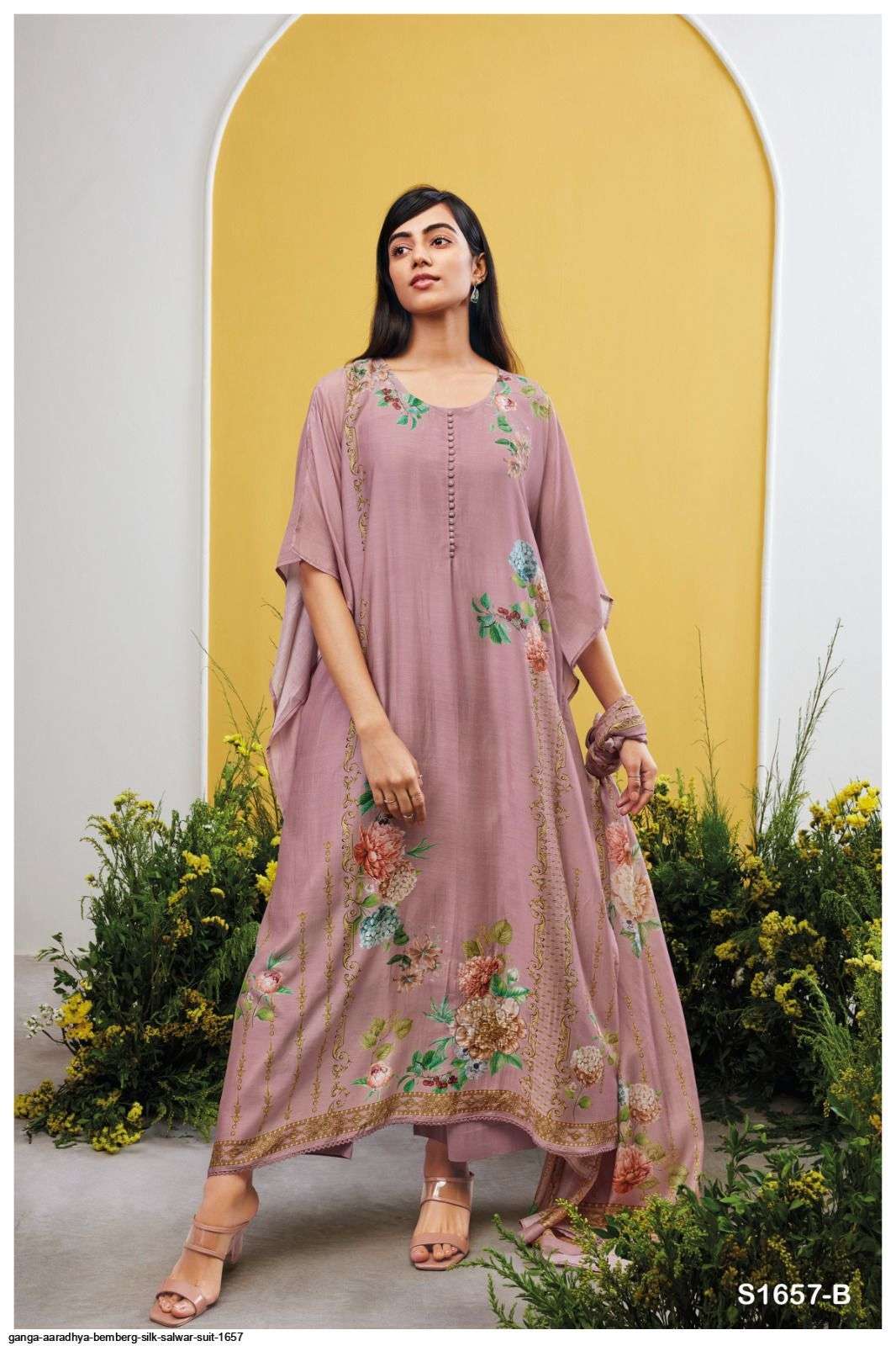 Aaradhya-1657 By Ganga Fashion 1657-A To 1657-C Series Beautiful Suits Colorful Stylish Fancy Casual Wear & Ethnic Wear Bemberg Silk Digital Print Dresses At Wholesale Price