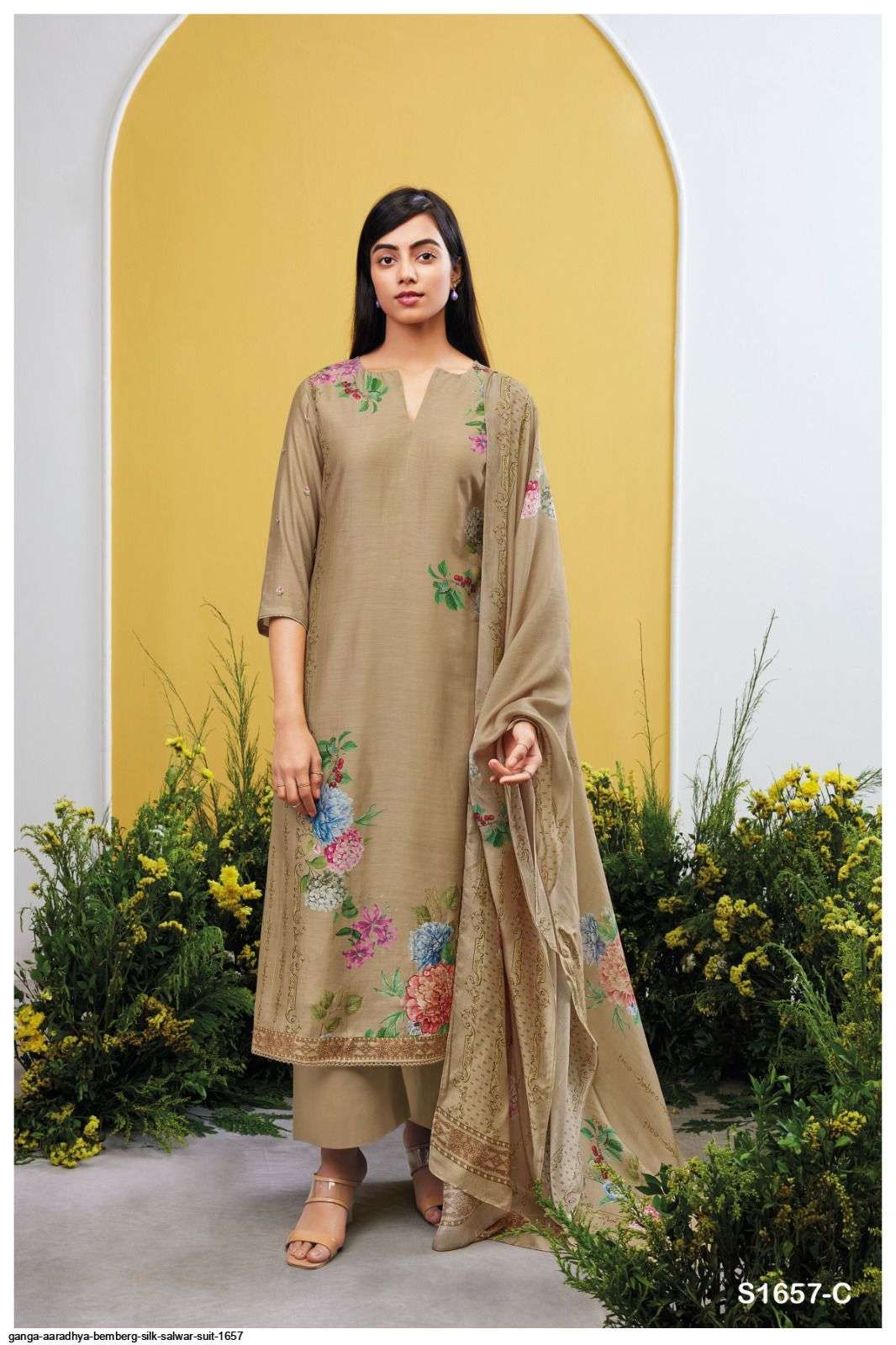 Aaradhya-1657 By Ganga Fashion 1657-A To 1657-C Series Beautiful Suits Colorful Stylish Fancy Casual Wear & Ethnic Wear Bemberg Silk Digital Print Dresses At Wholesale Price