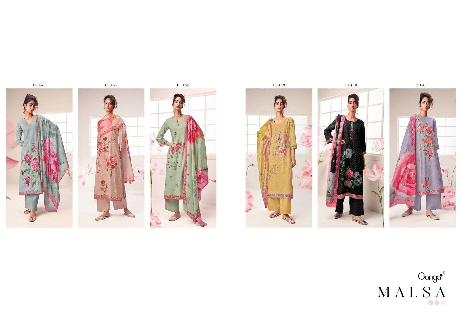 Malsa By Ganga Fashion 1456 To 1461 Series Beautiful Stylish Festive Suits Fancy Colorful Casual Wear & Ethnic Wear & Ready To Wear Premium Cotton Print Dresses At Wholesale Price
