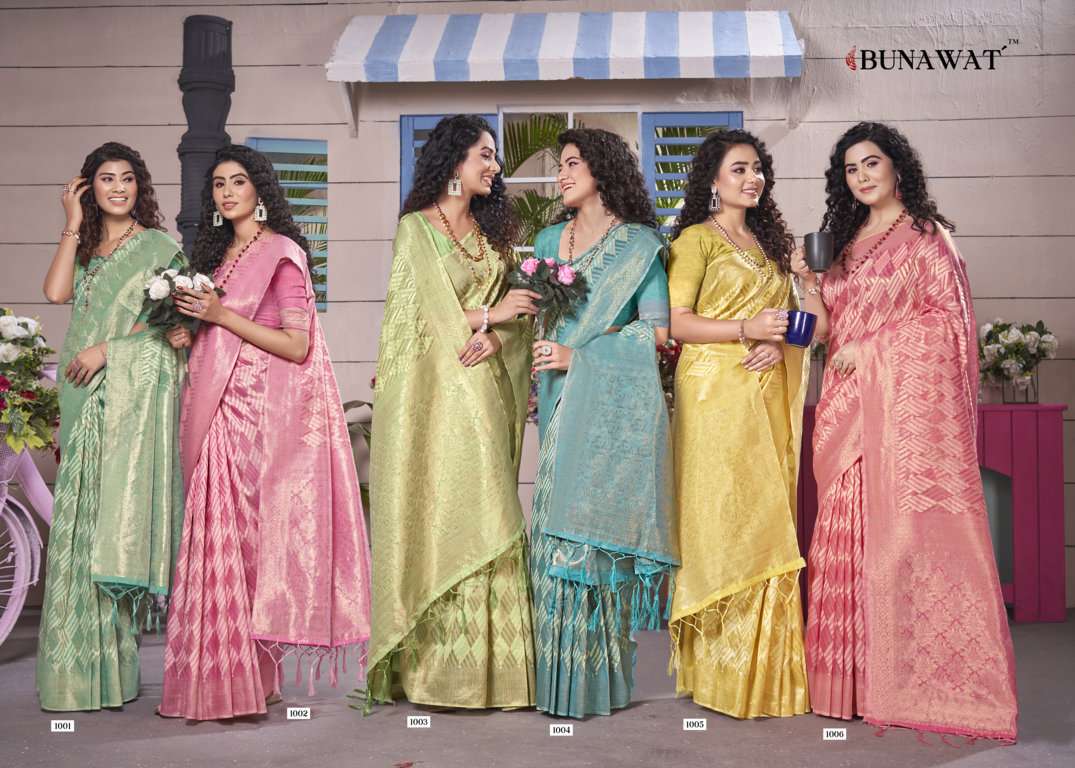 Vandana By Bunawat 1001 To 1006 Series Indian Traditional Wear Collection Beautiful Stylish Fancy Colorful Party Wear & Occasional Wear Cotton Sarees At Wholesale Price
