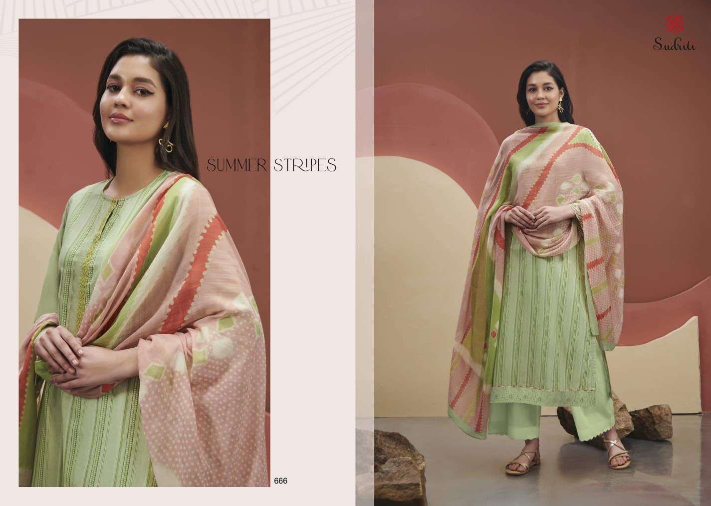 Summer Stripes By Sudriti Beautiful Stylish Festive Suits Fancy Colorful Casual Wear & Ethnic Wear & Ready To Wear Cambric Print Embroidered Dresses At Wholesale Price