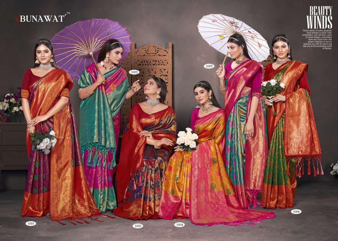 Rajhans By Bunawat 1001 To 1006 Series Indian Traditional Wear Collection Beautiful Stylish Fancy Colorful Party Wear & Occasional Wear Kanjivaram Silk Sarees At Wholesale Price