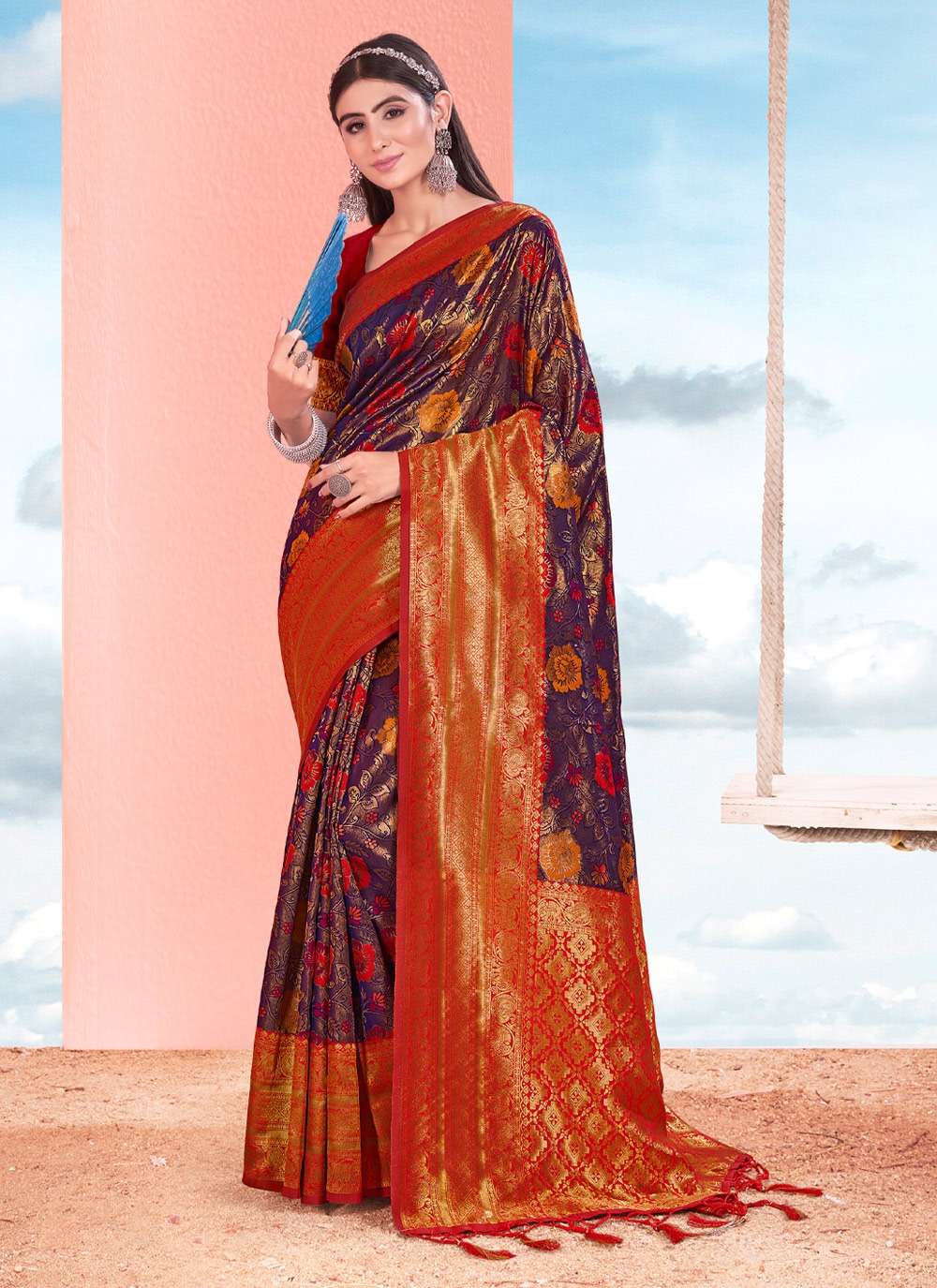 Manisha By Bunawat 1001 To 1006 Series Indian Traditional Wear Collection Beautiful Stylish Fancy Colorful Party Wear & Occasional Wear Kanjivaram Silk Sarees At Wholesale Price
