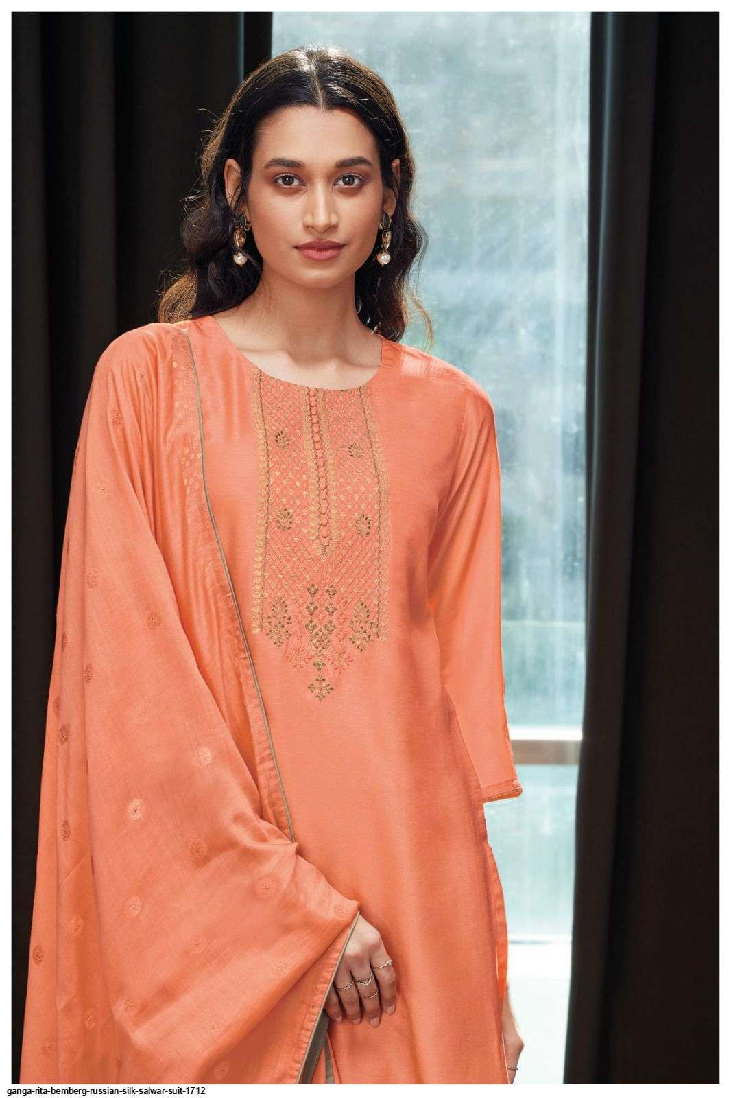 Rita-1712 By Ganga Fashion 1712-A To 1712-D Series Beautiful Stylish Festive Suits Fancy Colorful Casual Wear & Ethnic Wear & Ready To Wear Bemberg Silk Print Dresses At Wholesale Price