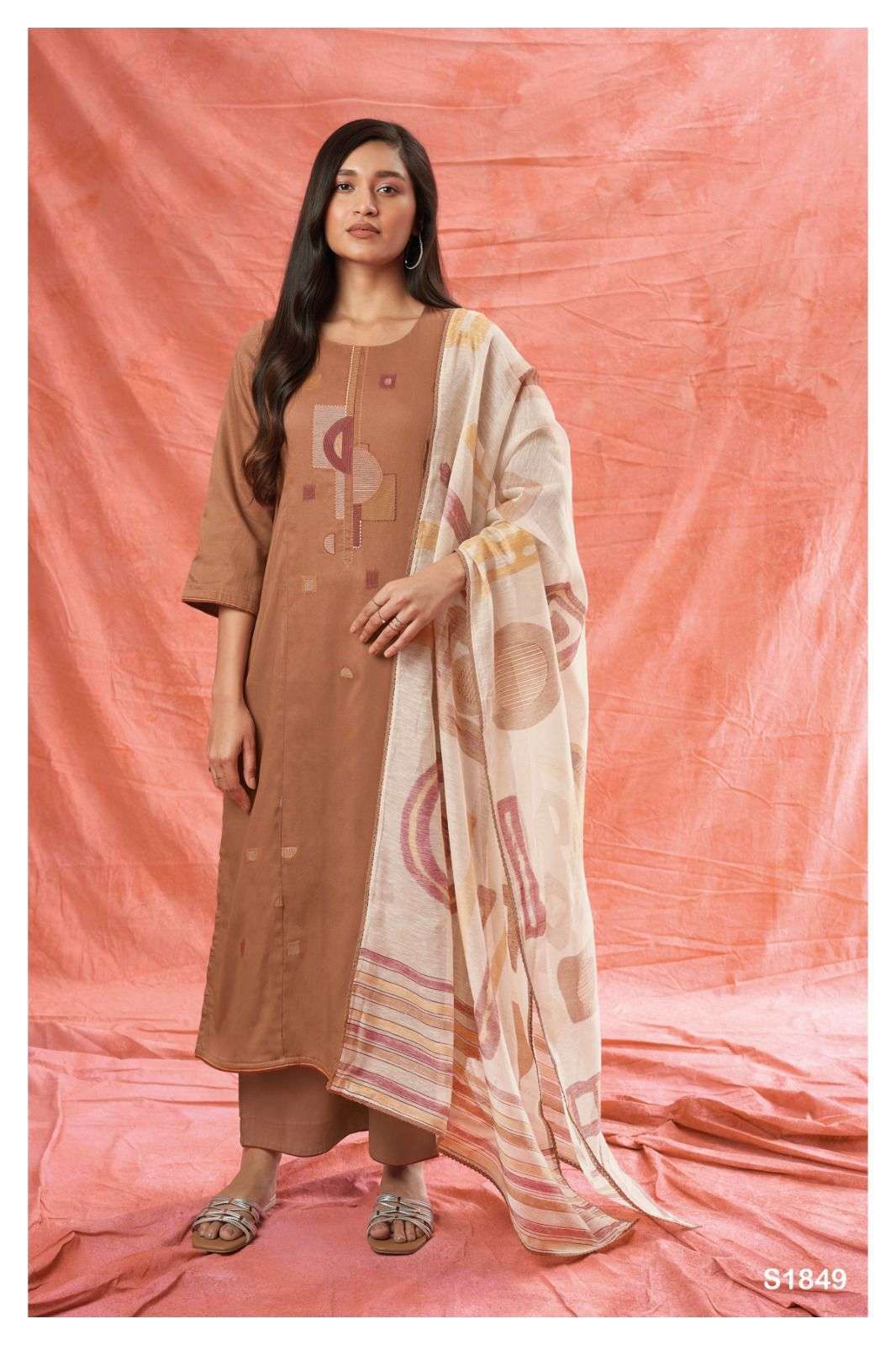 Kyra-1849 By Ganga Fashion Beautiful Stylish Festive Suits Fancy Colorful Casual Wear & Ethnic Wear & Ready To Wear Premium Cotton Silk Print Dresses At Wholesale Price