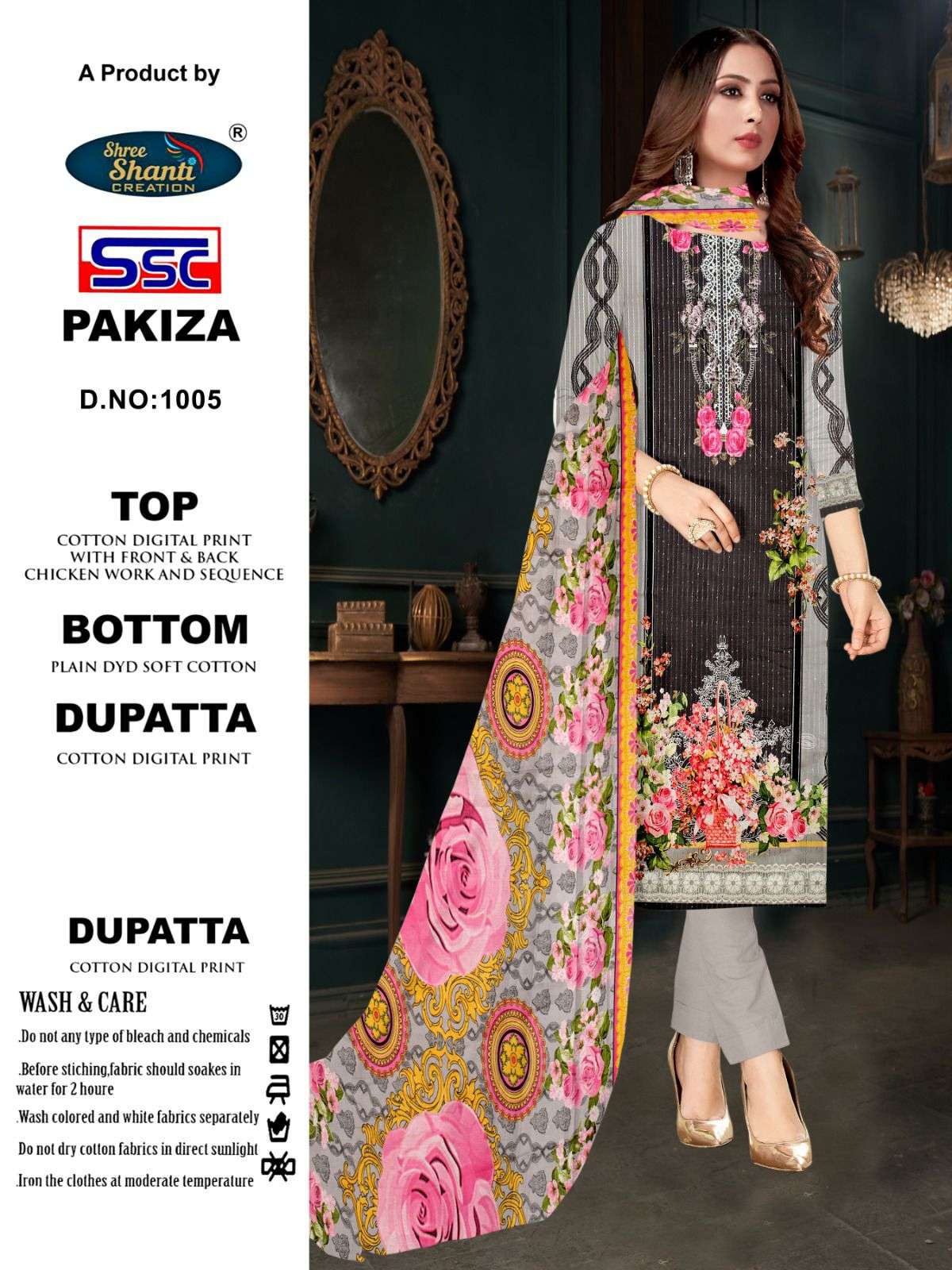 Pakiza By Shree Shanti Creation 1001 To 1008 Series Designer Pakistani Suits Beautiful Fancy Stylish Colorful Party Wear & Occasional Wear Pure Cotton Print With Embroidery Dresses At Wholesale Price