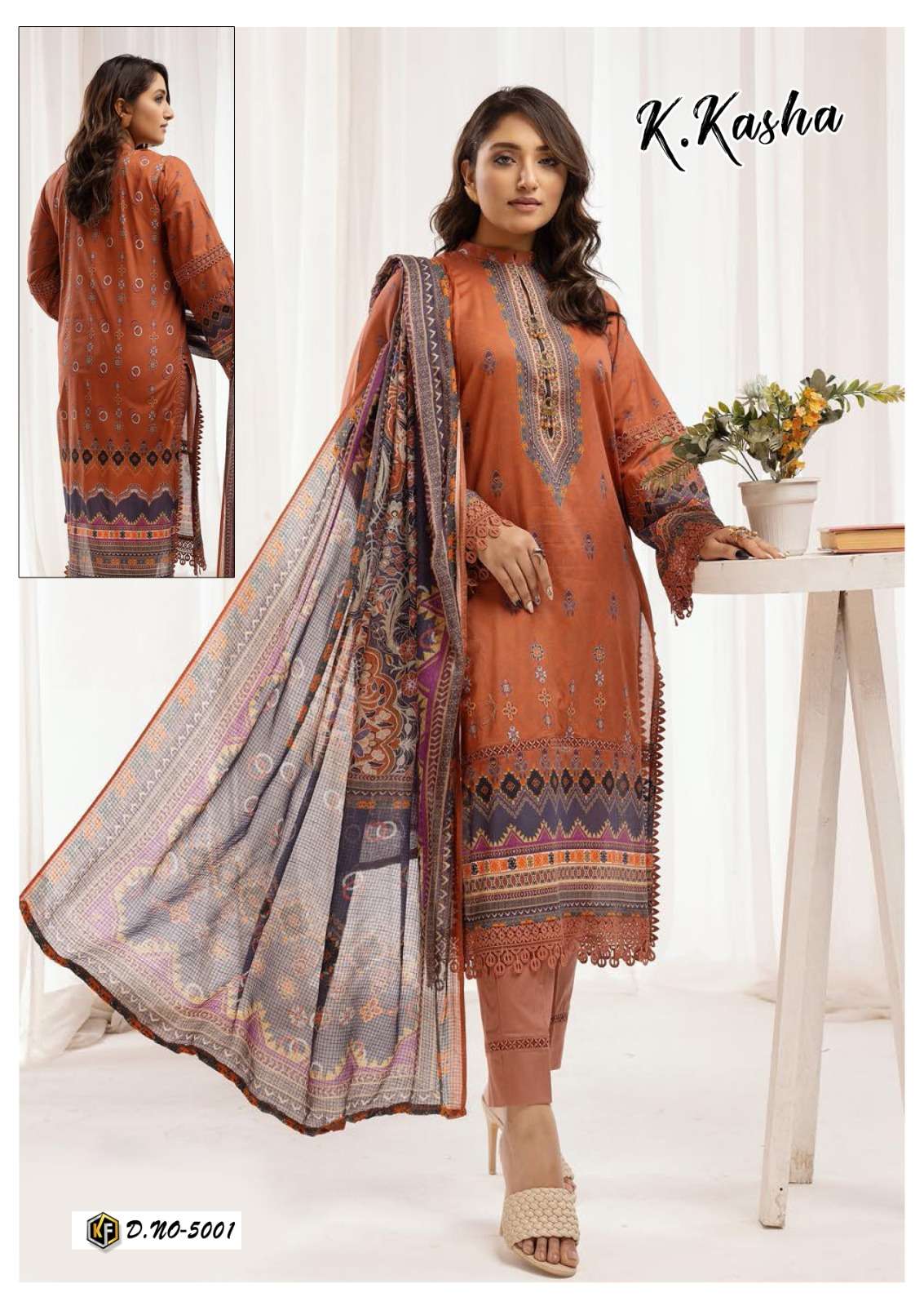 K.Kasha Vol-5 By Keval Fab 5001 To 5006 Series Designer Festive Suits Beautiful Stylish Fancy Colorful Party Wear & Occasional Wear Pure Cotton Print Dresses At Wholesale Price