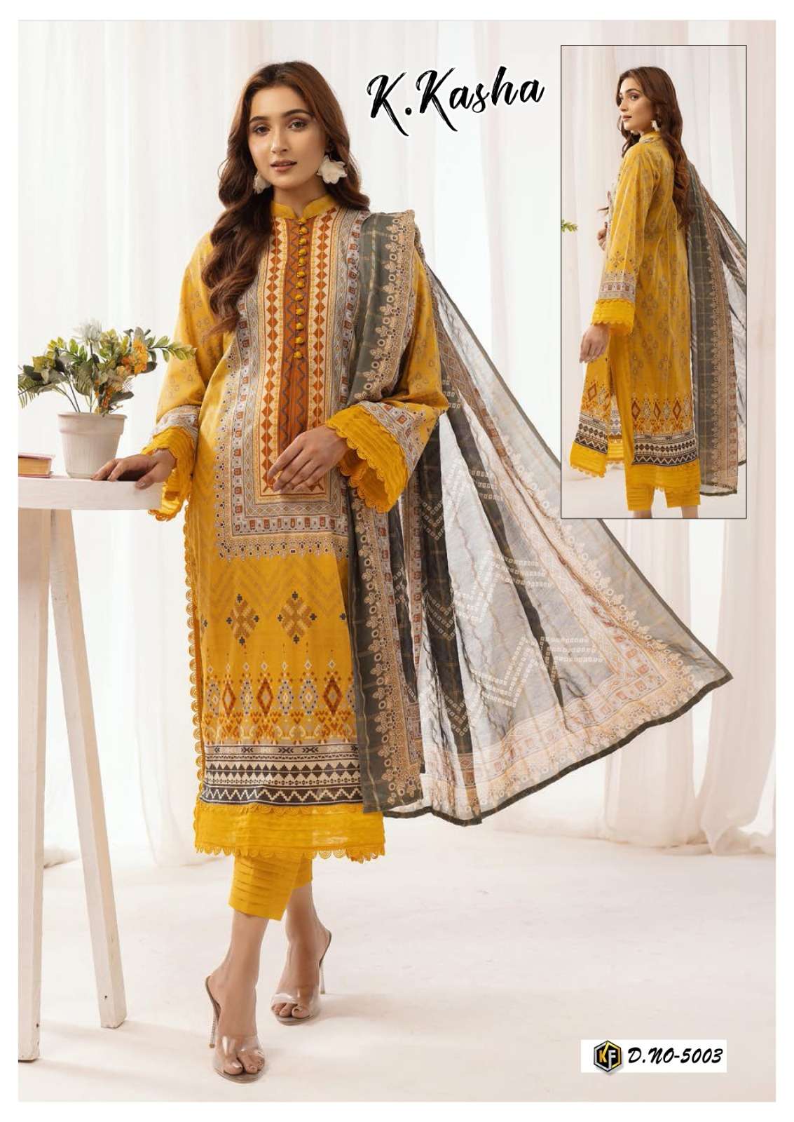 K.Kasha Vol-5 By Keval Fab 5001 To 5006 Series Designer Festive Suits Beautiful Stylish Fancy Colorful Party Wear & Occasional Wear Pure Cotton Print Dresses At Wholesale Price