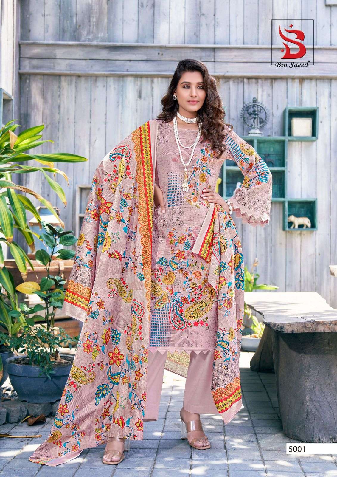 Mahnoor Vol-5 By Bin Saeed 5001 To 5008 Series Designer Festive Suits Beautiful Stylish Fancy Colorful Party Wear & Occasional Wear Pure Lawn Print Dresses At Wholesale Price