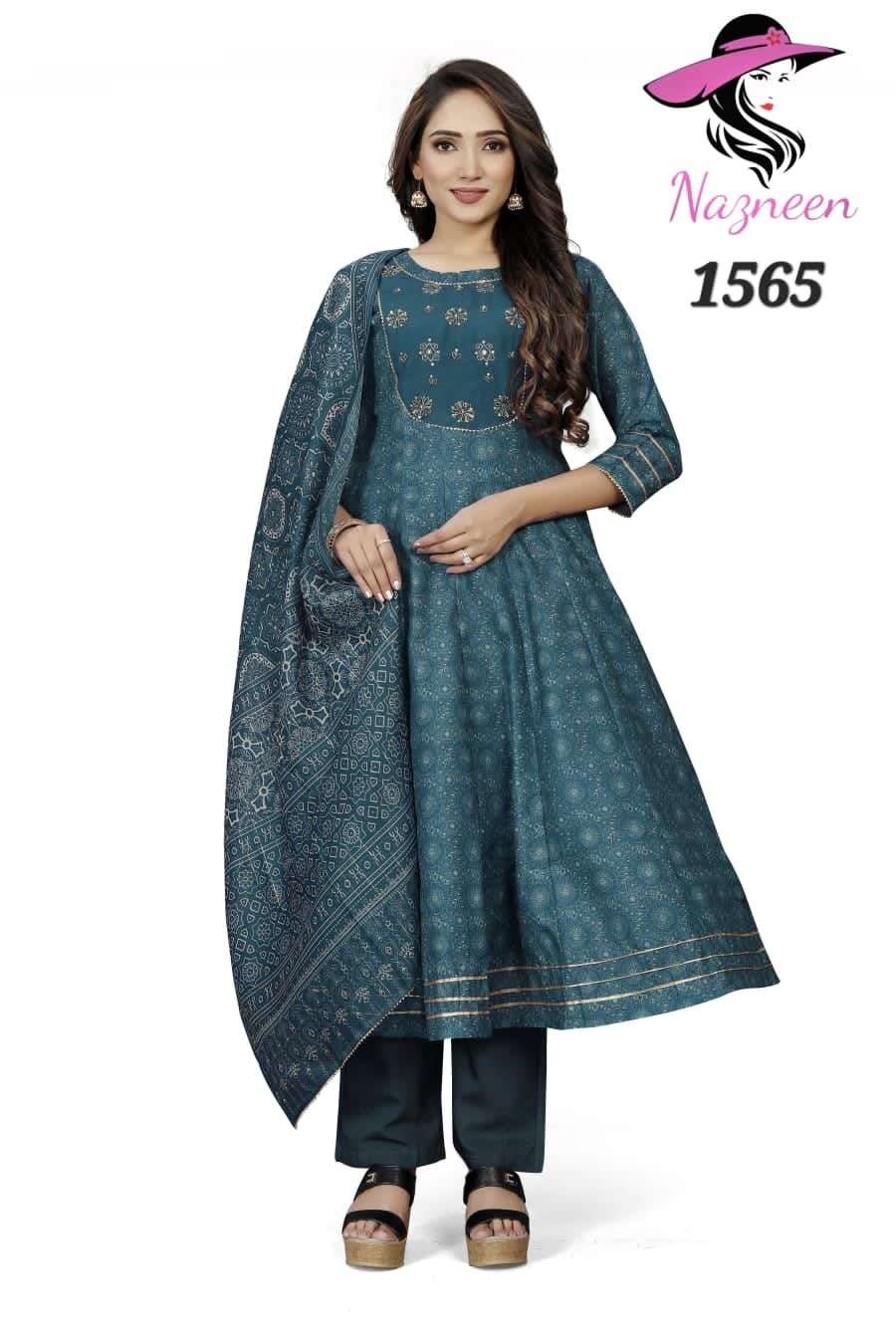 Desi Look Vol-2 By Nazneen 1565 To 1568 Series Designer Festive Anarkali Suits Collection Beautiful Stylish Fancy Colorful Party Wear & Occasional Wear Muslin Cotton Dresses At Wholesale Price