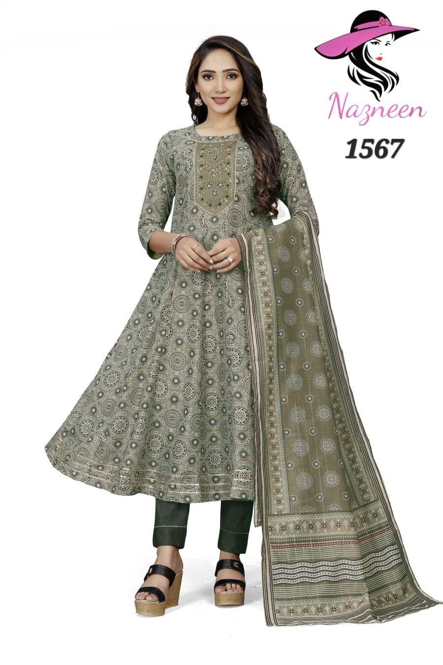 Desi Look Vol-2 By Nazneen 1565 To 1568 Series Designer Festive Anarkali Suits Collection Beautiful Stylish Fancy Colorful Party Wear & Occasional Wear Muslin Cotton Dresses At Wholesale Price
