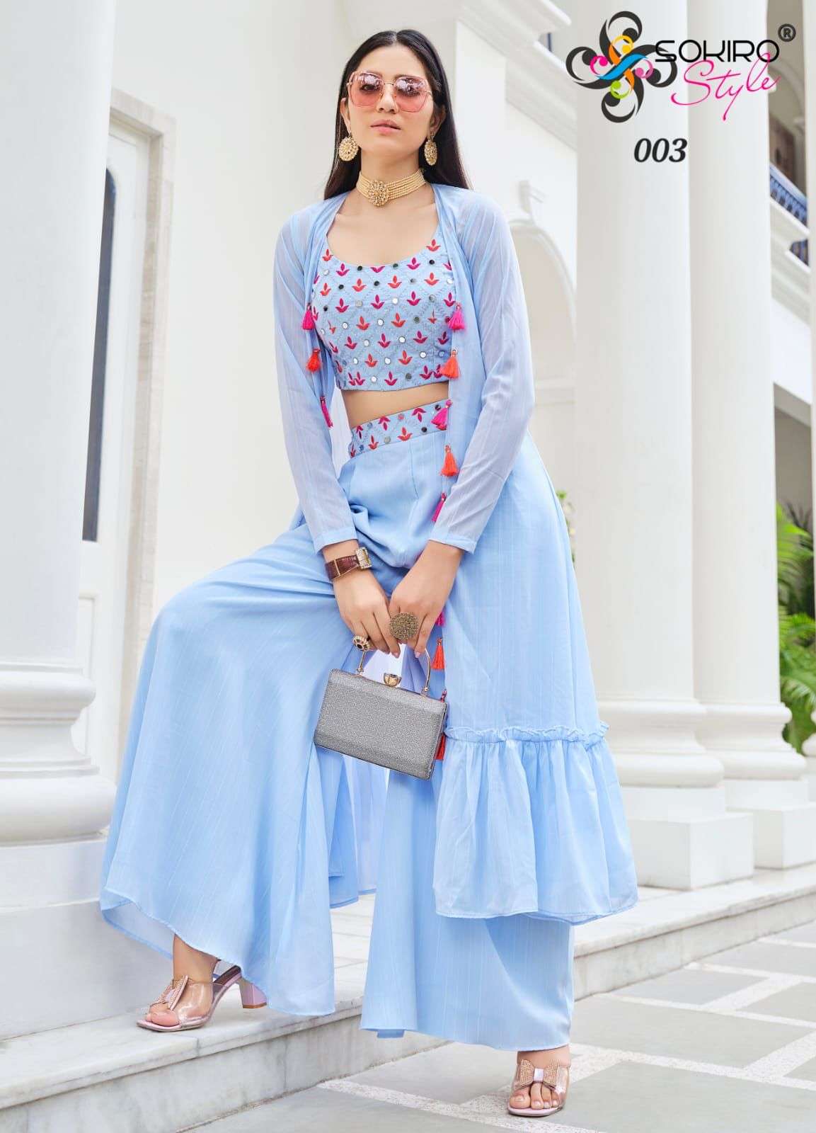 Masakali By Sokiro Style 001 To 004 Series Beautiful Stylish Fancy Colorful Casual Wear & Ethnic Wear Georgette Tops With Bottom At Wholesale Price