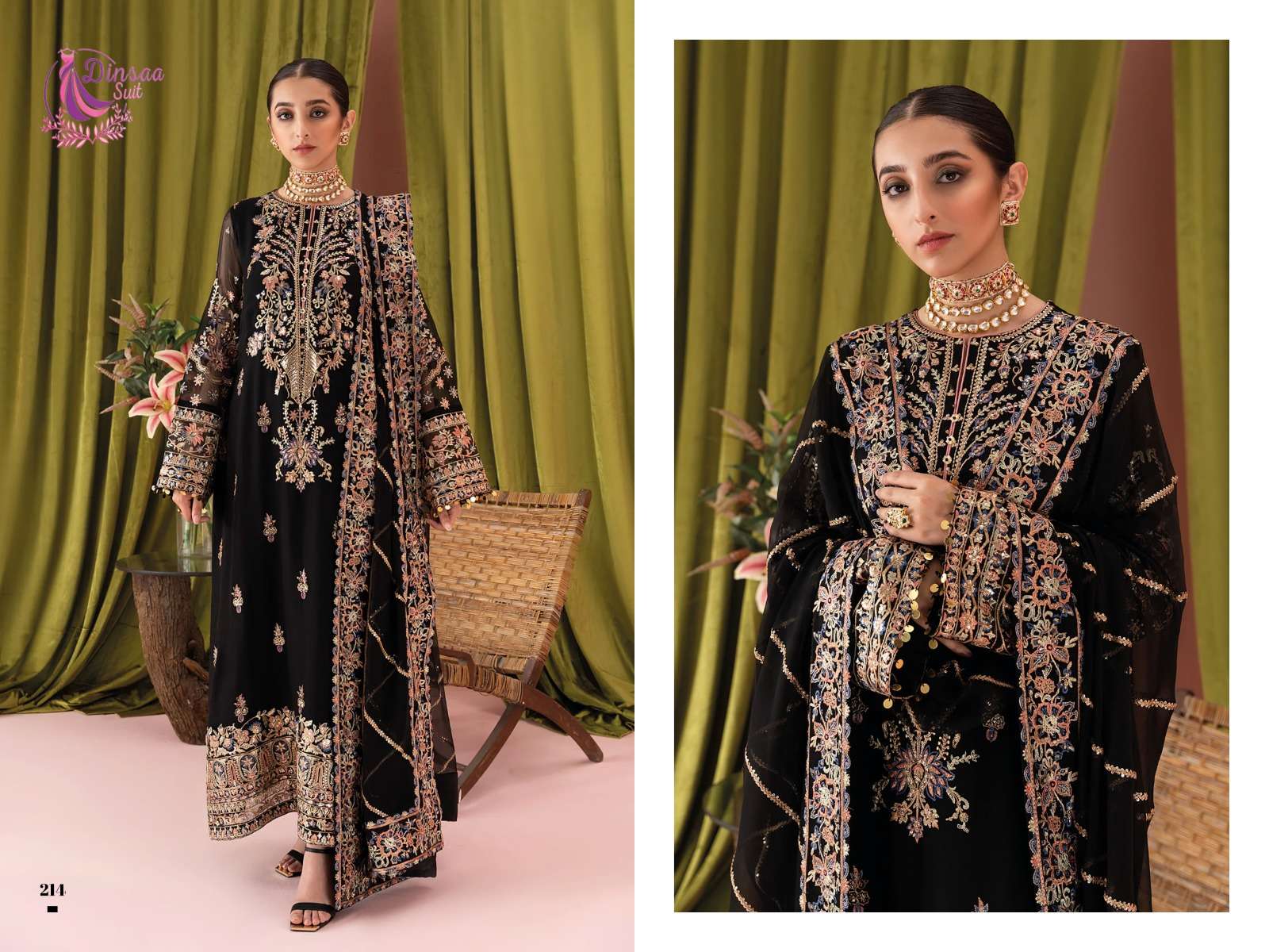 Ramsha Hit Vol-4 By Dinsaa Suits Pakistani Suits Beautiful Fancy Colorful Stylish Party Wear & Occasional Wear Faux Georgette With Embroidery Dresses At Wholesale Price