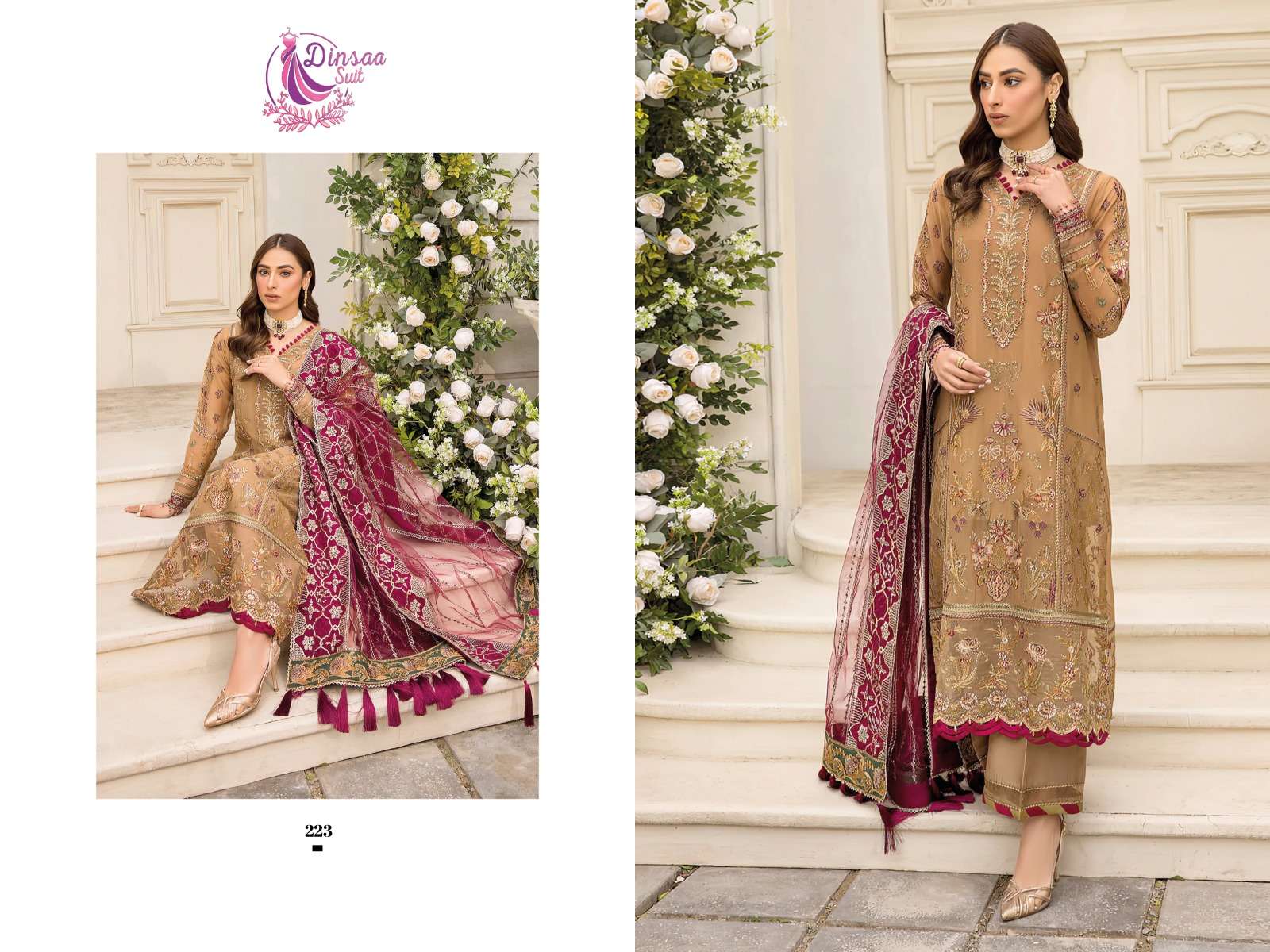 Ramsha Hit Vol-4 By Dinsaa Suits Pakistani Suits Beautiful Fancy Colorful Stylish Party Wear & Occasional Wear Faux Georgette With Embroidery Dresses At Wholesale Price