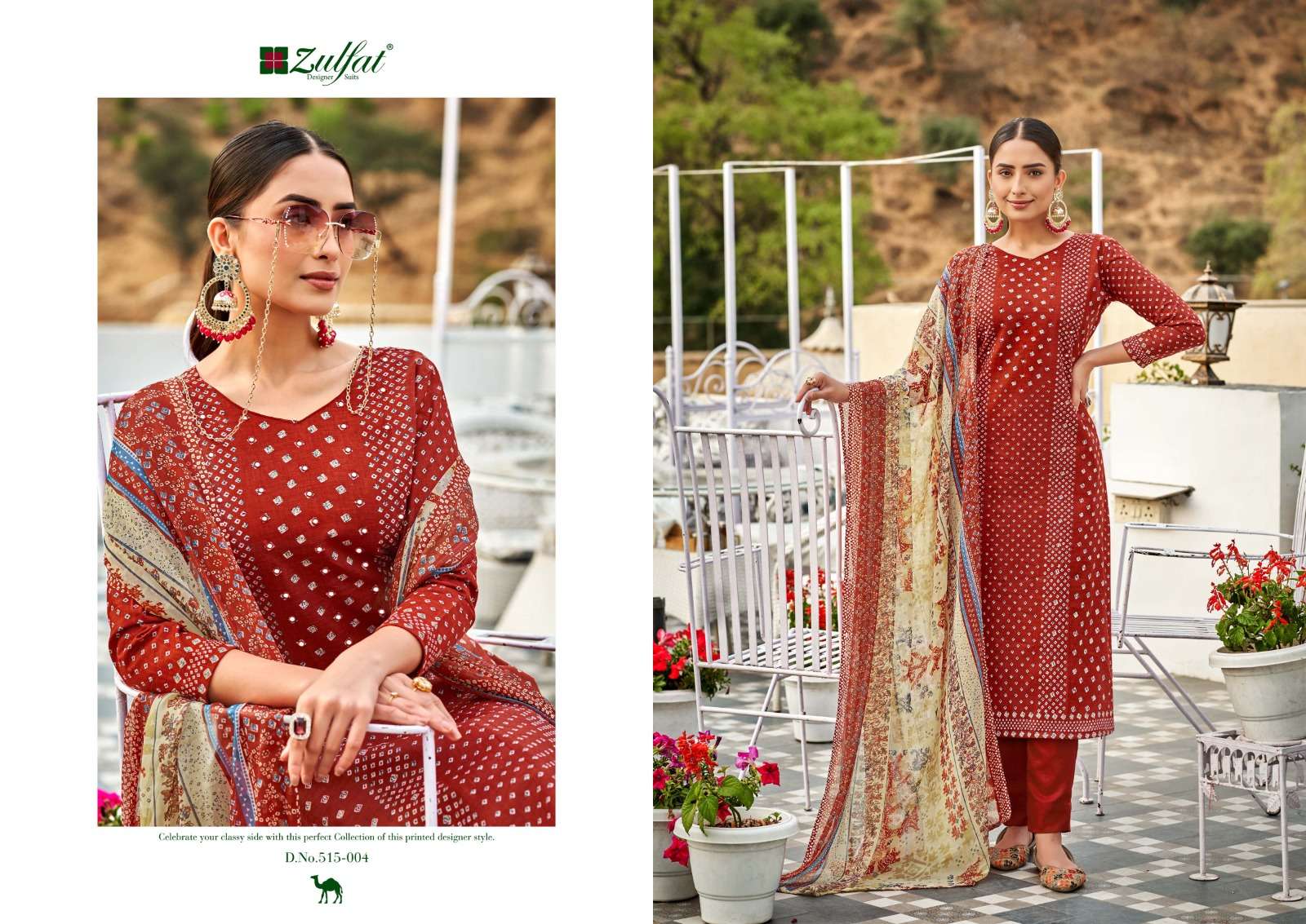 Tamanna Vol-4 By Zulfat 515-001 To 515-010 Series Designer Festive Suits Beautiful Stylish Fancy Colorful Party Wear & Occasional Wear Pure Cotton Print Dresses At Wholesale Price