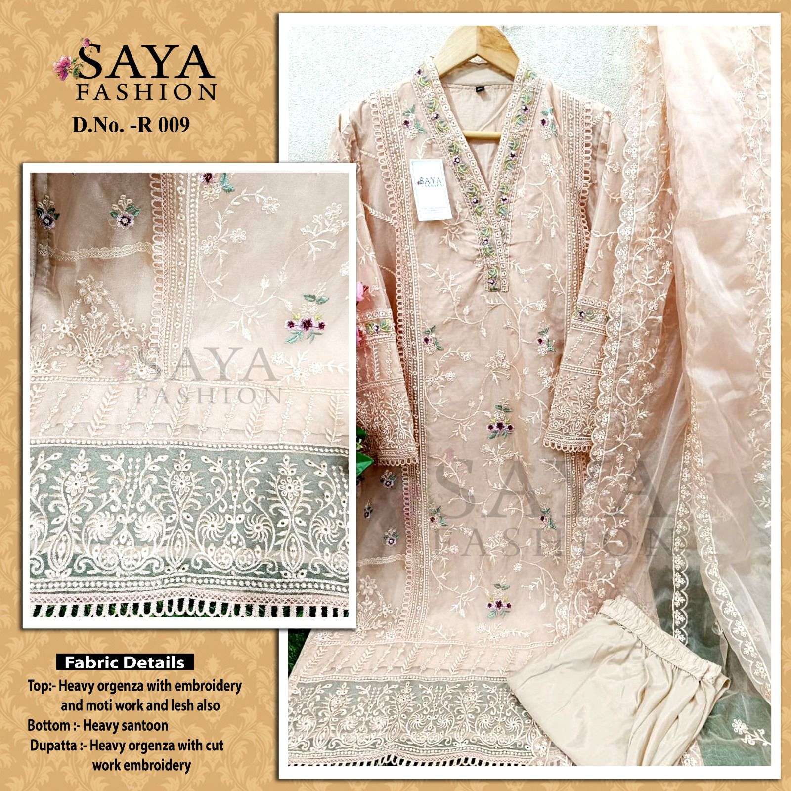 Saya-009 By Saya Fashion Pakistani Suits Beautiful Fancy Colorful Stylish Party Wear & Occasional Wear Pure Organza Embroidery Dresses At Wholesale Price