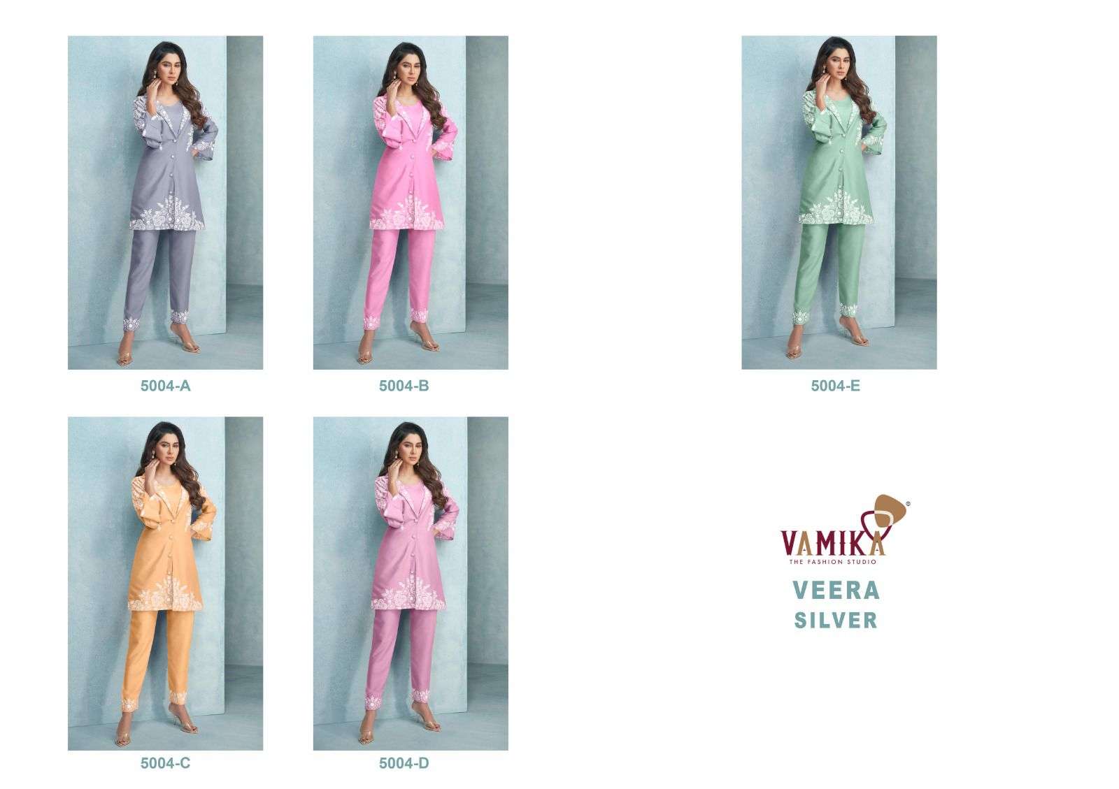 Veera Silver By Vamika 5004-A To 5004-E Series Designer Stylish Fancy Colorful Beautiful Party Wear & Ethnic Wear Collection Rayon Print Tops With Bottom At Wholesale Price