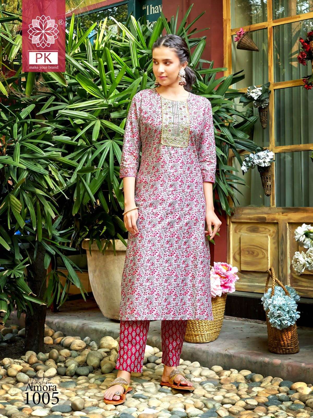 Fashion Amora Vol-1 By PK 1001 To 1012 Series Designer Stylish Fancy Colorful Beautiful Party Wear & Ethnic Wear Collection Cotton Print Kurtis With Bottom At Wholesale Price