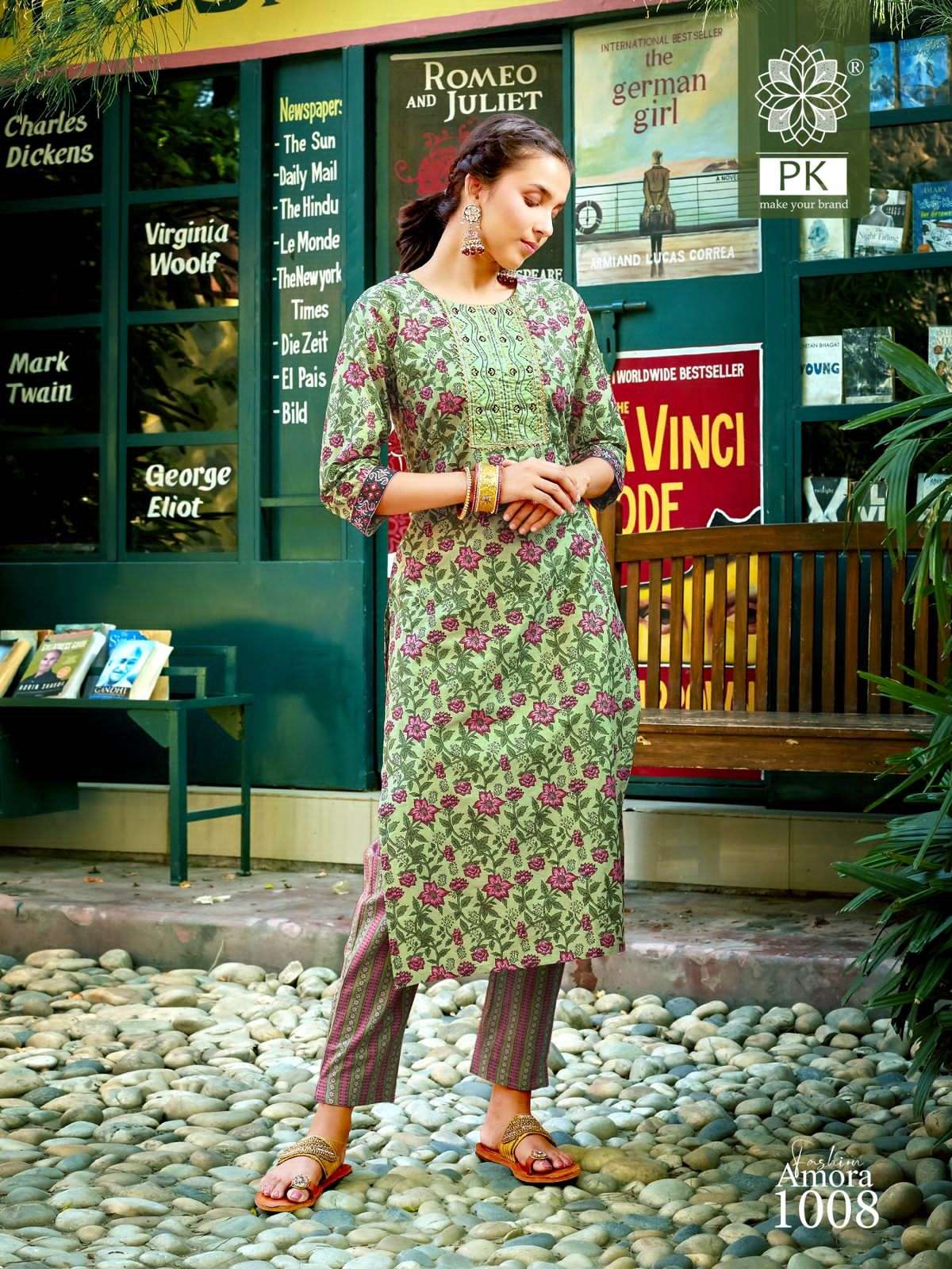 Fashion Amora Vol-1 By PK 1001 To 1012 Series Designer Stylish Fancy Colorful Beautiful Party Wear & Ethnic Wear Collection Cotton Print Kurtis With Bottom At Wholesale Price