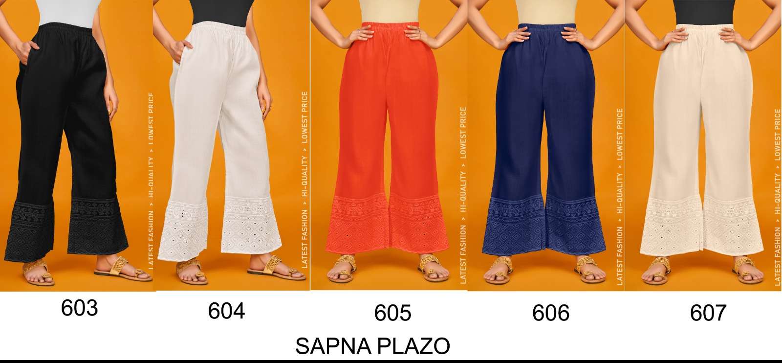 Sapna Plazo 603 Series By Tunic House 603 To 607 Series Stylish Fancy Beautiful Colorful Casual Wear & Ethnic Wear Cotton Palazzo At Wholesale Price