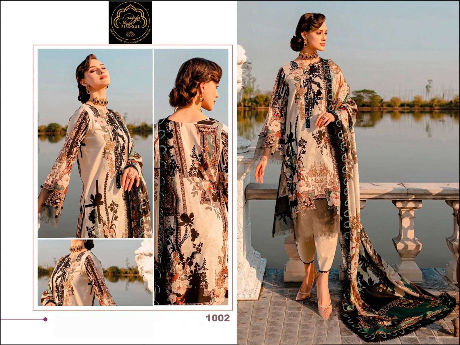 Firdous Hit Design 1002 By Firdous Pakistani Suits Beautiful Fancy Colorful Stylish Party Wear & Occasional Wear Pure Cotton With Embroidery Dresses At Wholesale Price