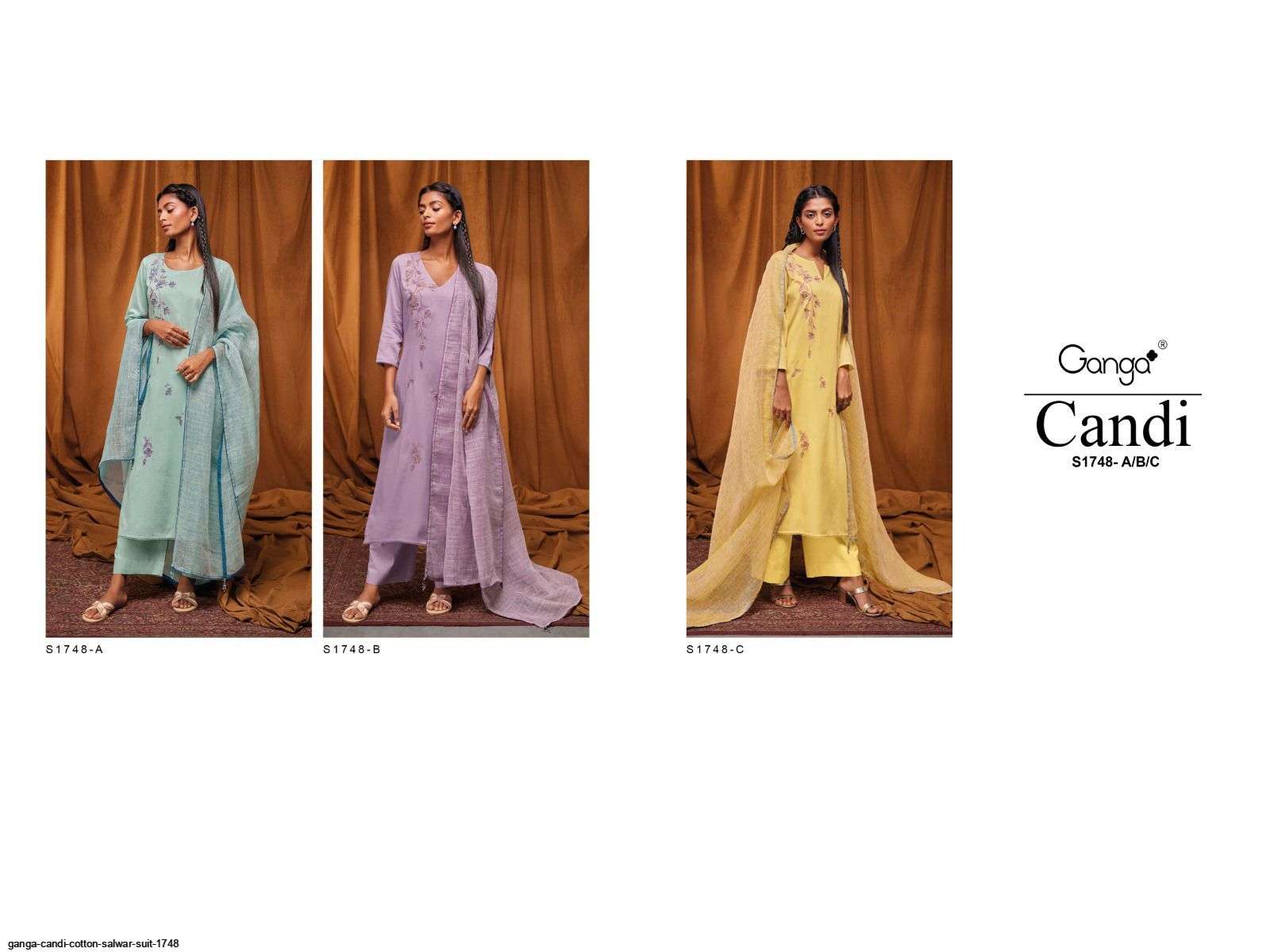 CANDI-1748 BY GANGA FASHION 1748-A TO 1748-C SERIES BEAUTIFUL STYLISH  FESTIVE SUITS FANCY